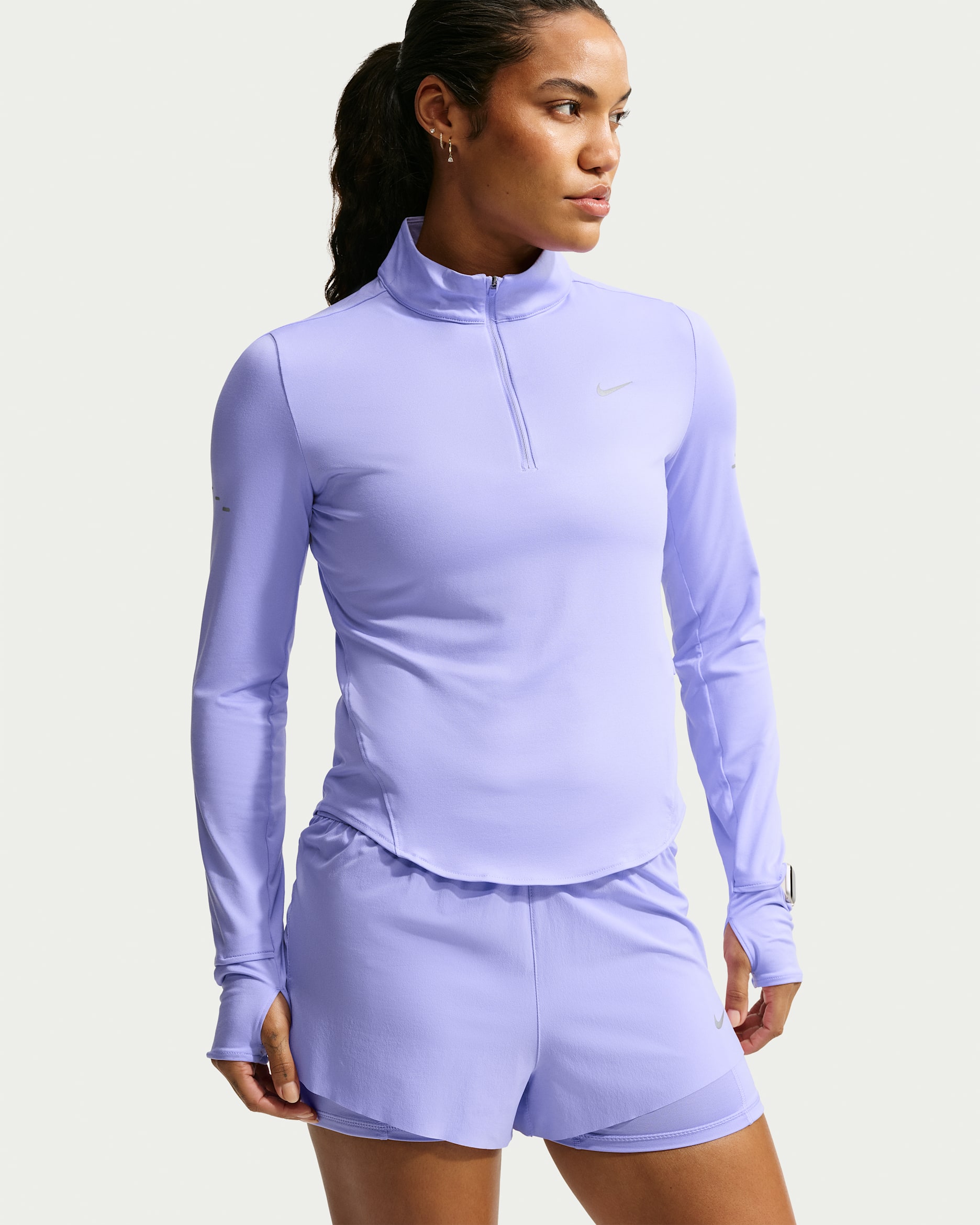 Nike Swift UV-løbetop med Dri-FIT og 1/4 lynlås til kvinder - Purple Pulse
