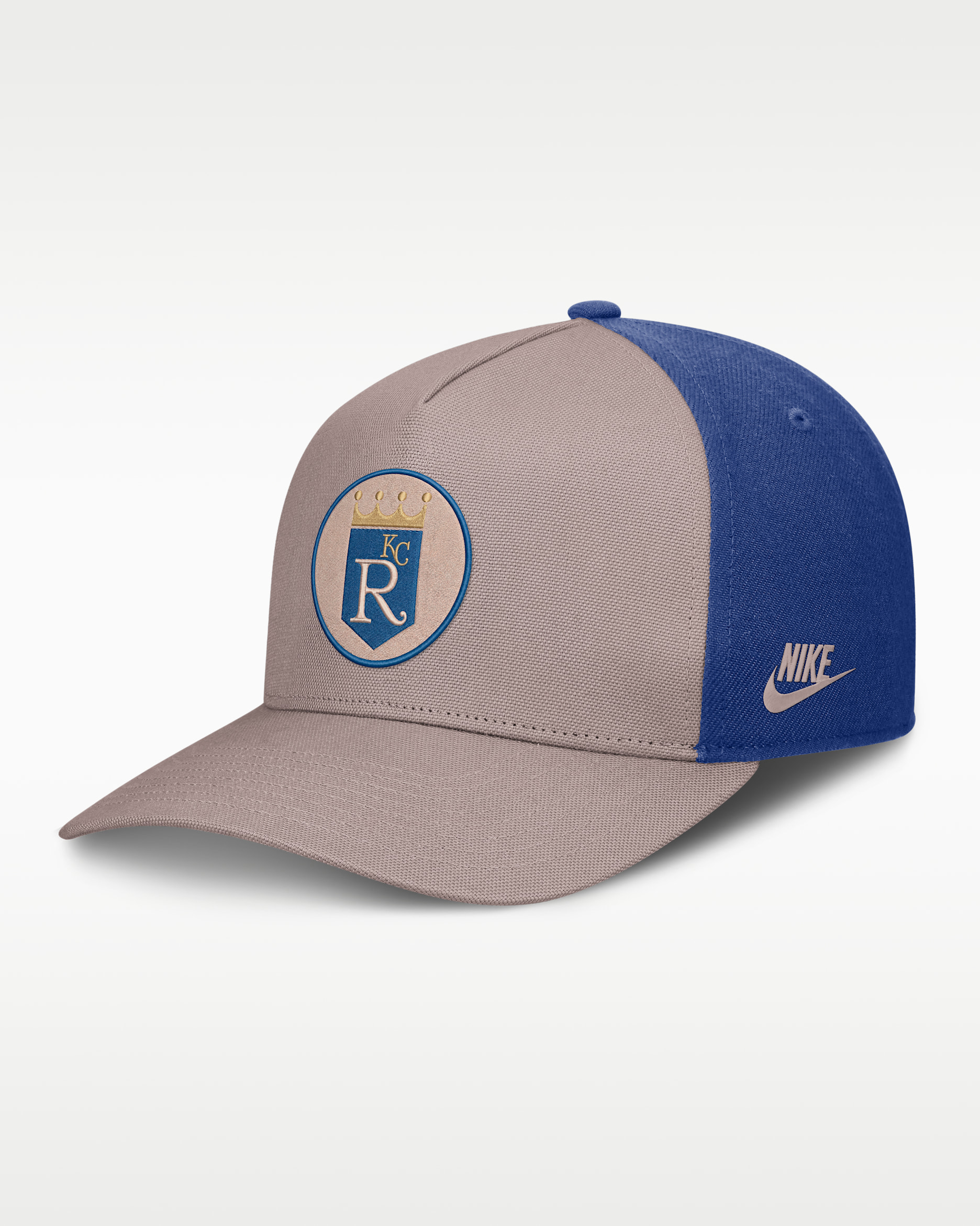 Gorra Nike de la MLB ajustable con estructura A-Frame para hombre Kansas City Royals Cooperstown Rise - Café claro leyenda/Azul