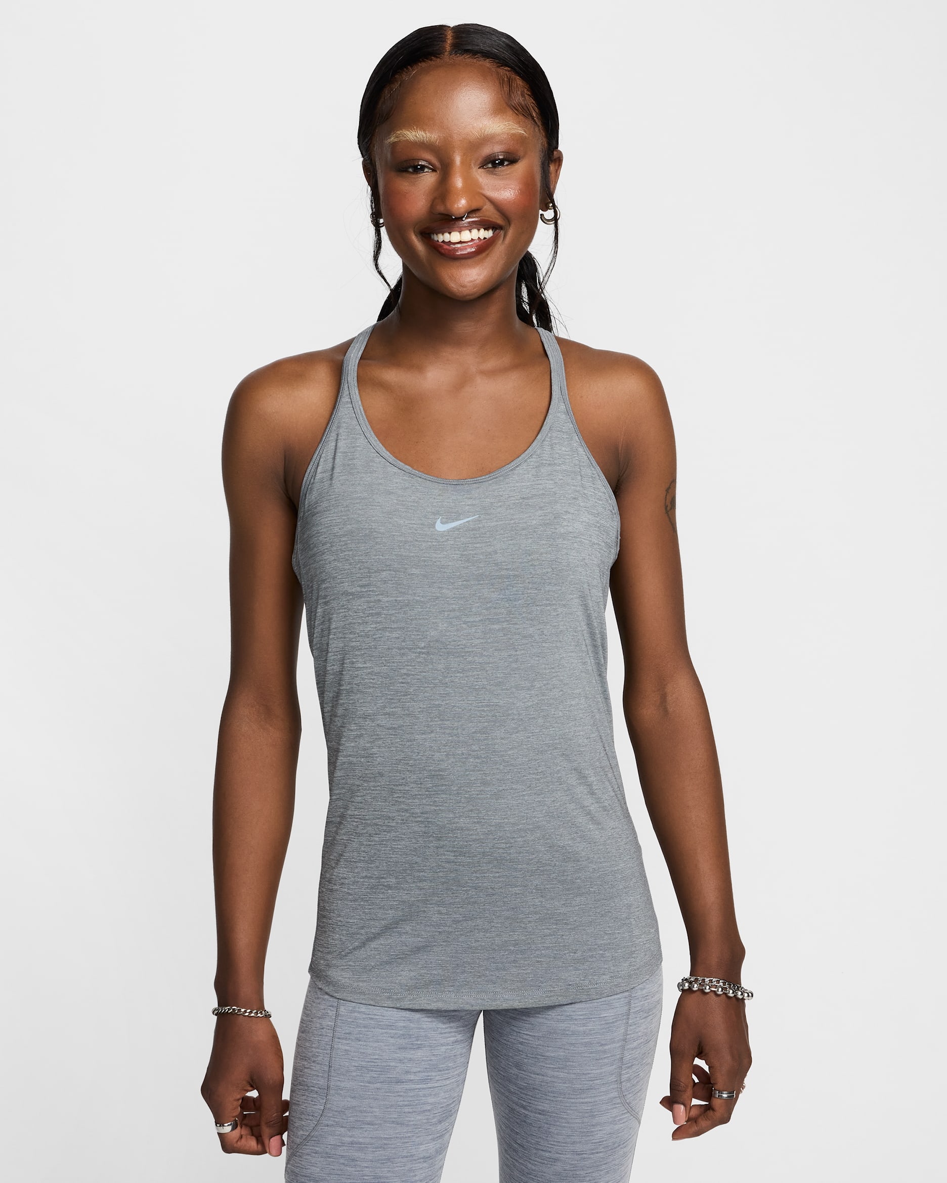 Camiseta de tirantes Dri-FIT con correas para mujer Nike One Classic - Gris humo/Jaspeado/Negro