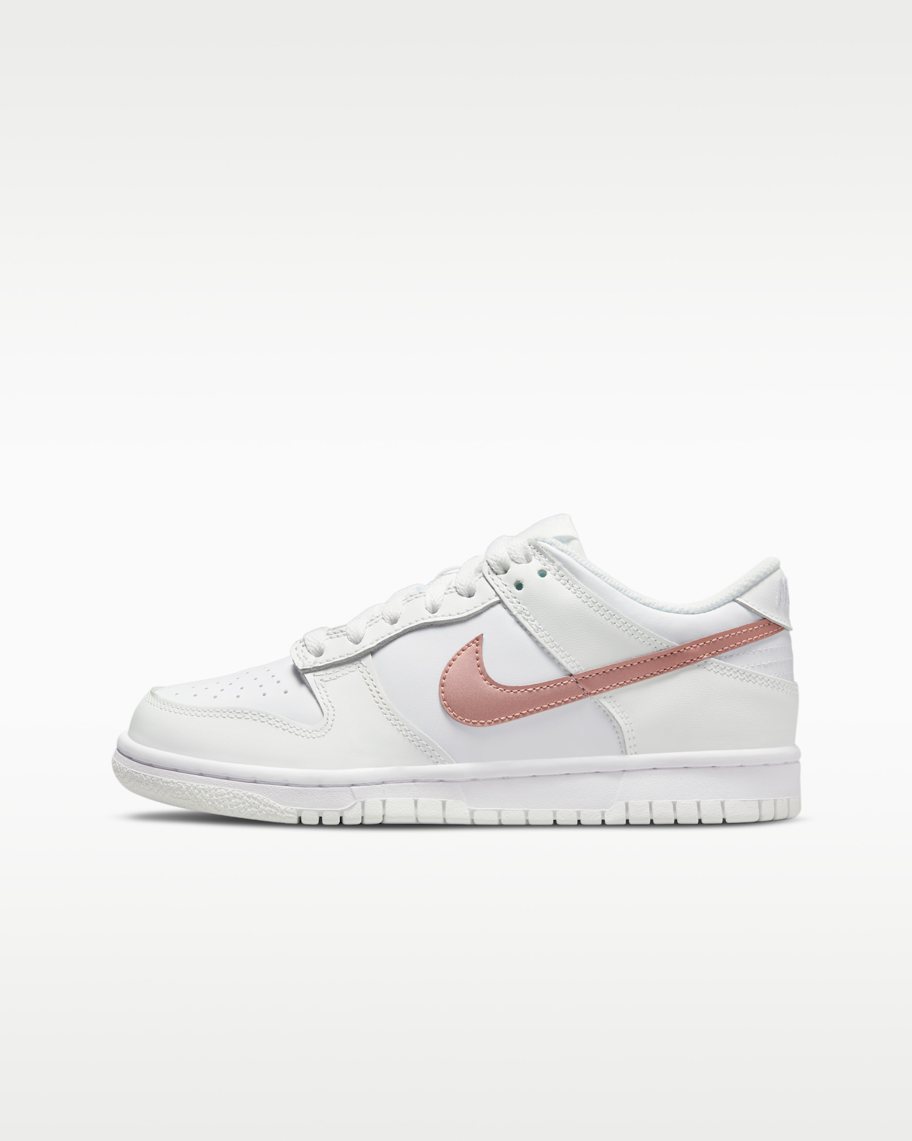 Nike Dunk Low Older Kids' Shoes - White/Summit White/Metallic Red Bronze
