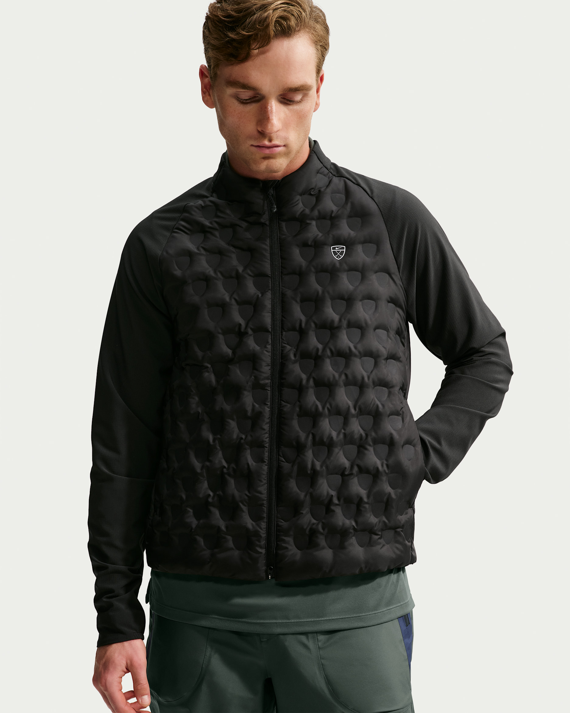 Chamarra de golf Repel para hombre Nike - Negro/Blanco