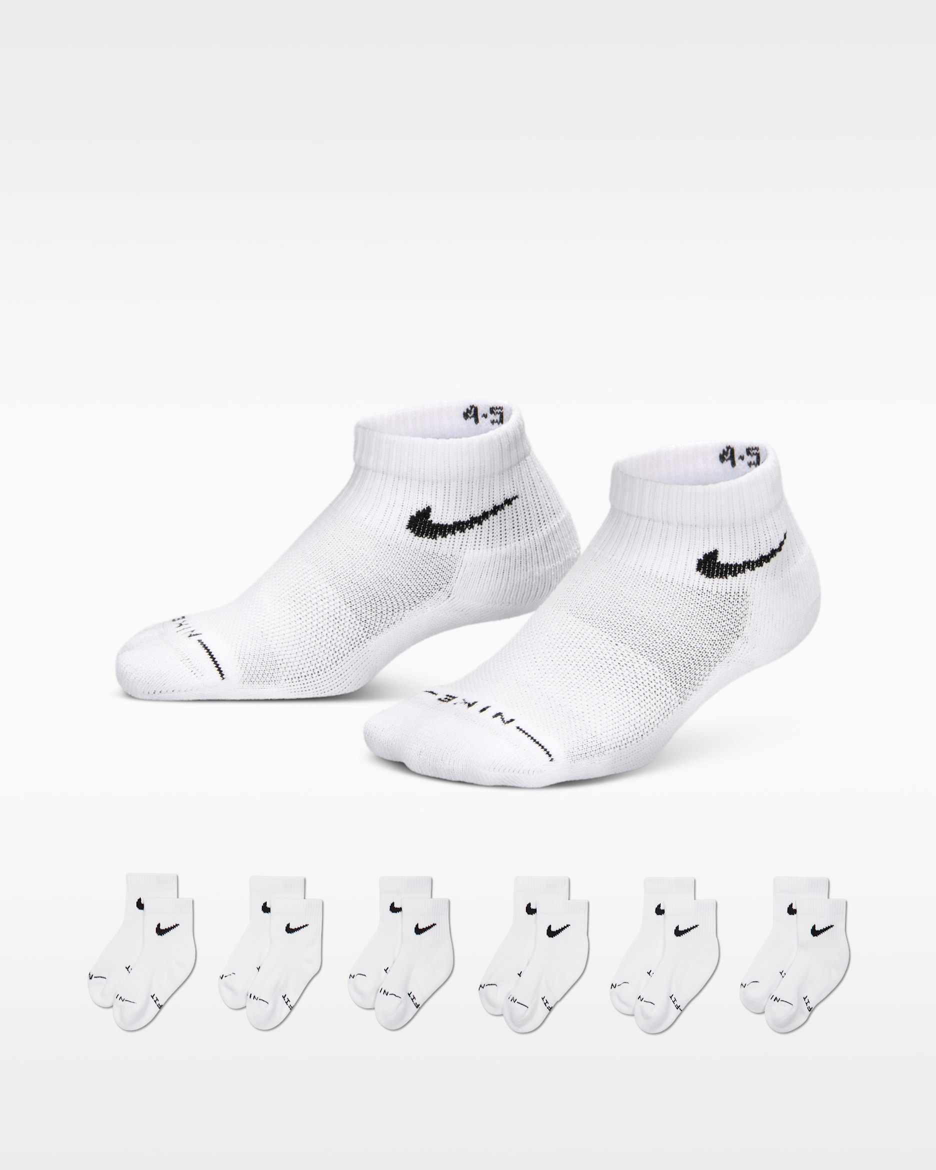 Nike Kids' Dri-FIT Elevated Everyday Ankle Socks (6 Pairs) - White