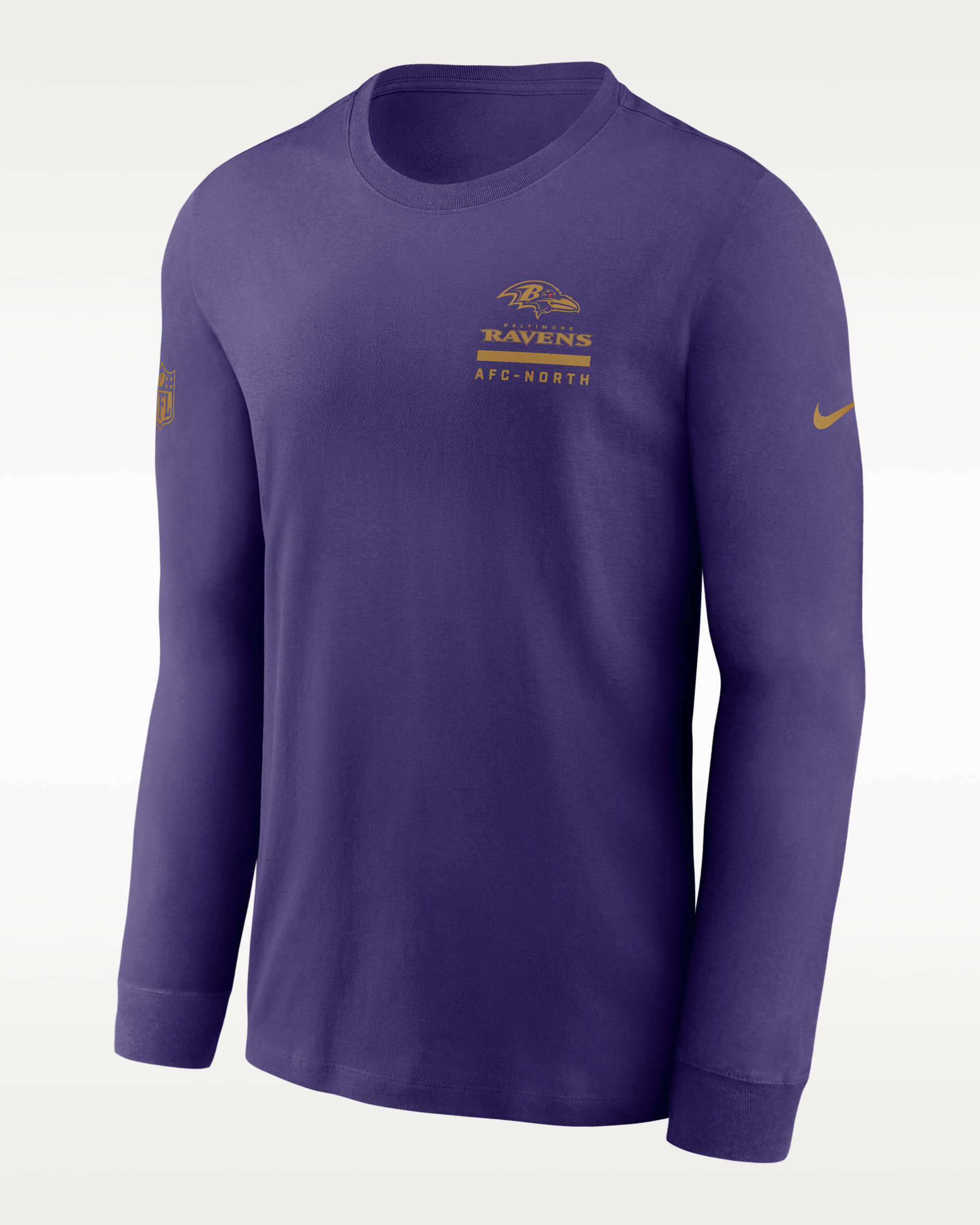 Playera de manga larga Nike Dri-FIT de la NFL para hombre Baltimore Ravens Sideline Team Issue - Morado