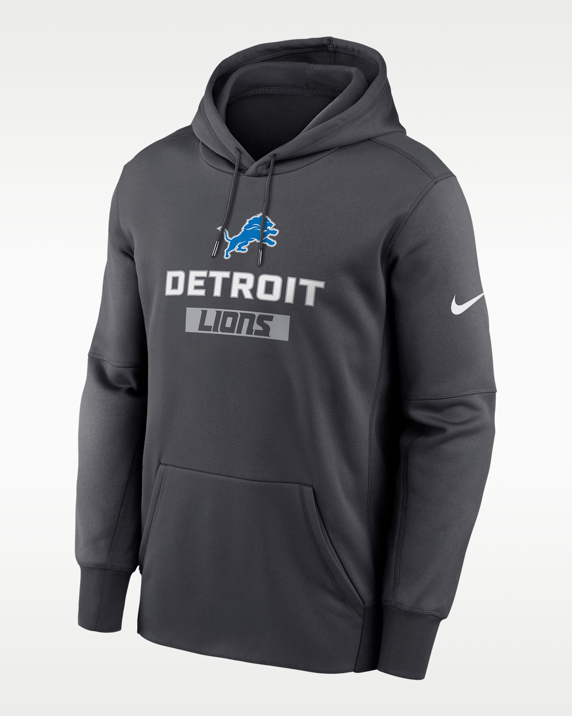 Detroit Lions Toss Sweep Men’s Nike Therma NFL Pullover Hoodie - Anthracite