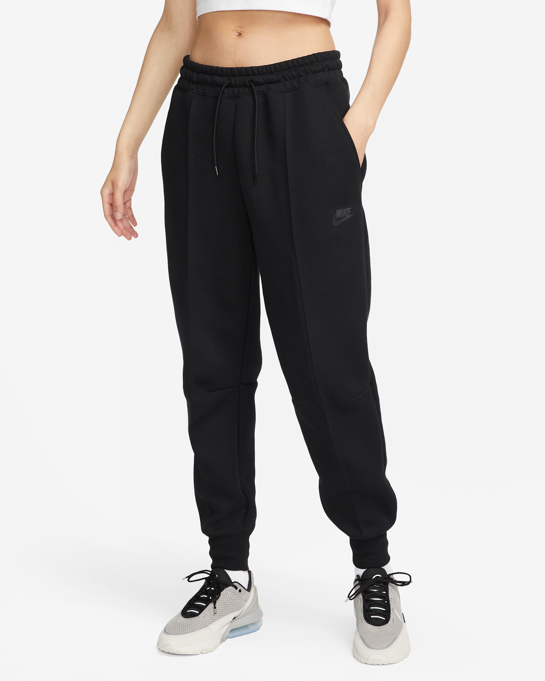Joggers de tiro medio para mujer Nike Sportswear Tech Fleece - Negro/Negro