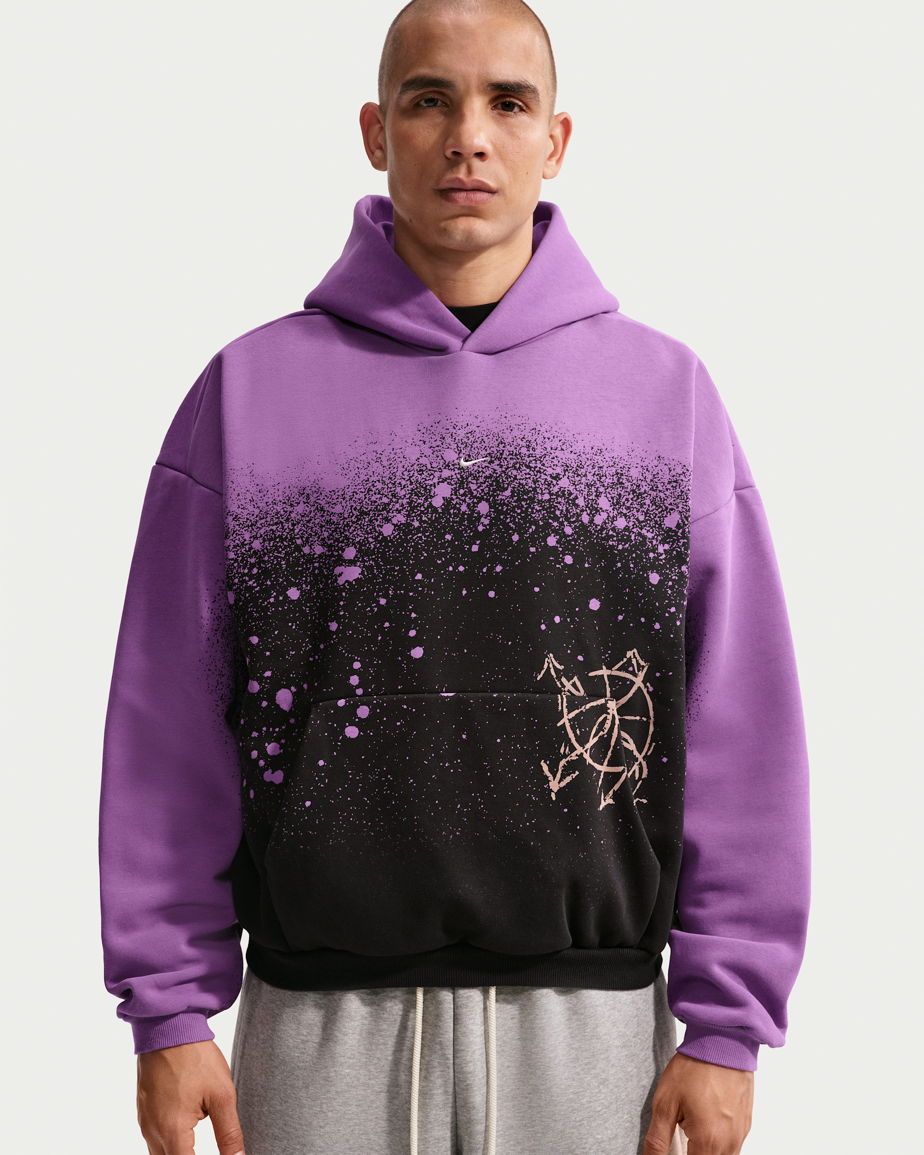 Nike Standard Issue Men's Therma-FIT Basketball Pullover Hoodie - Black/Bright Violet/Pale Ivory