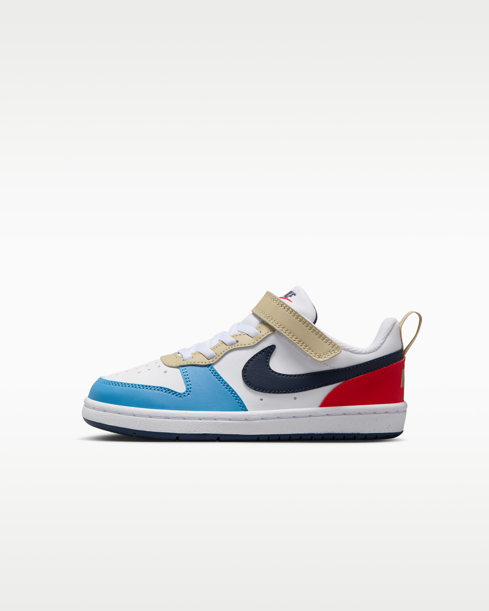 Nike Court Borough Low Recraft Younger Kids' Shoes - White/Light Crimson/Blue Beyond/Thunder Blue