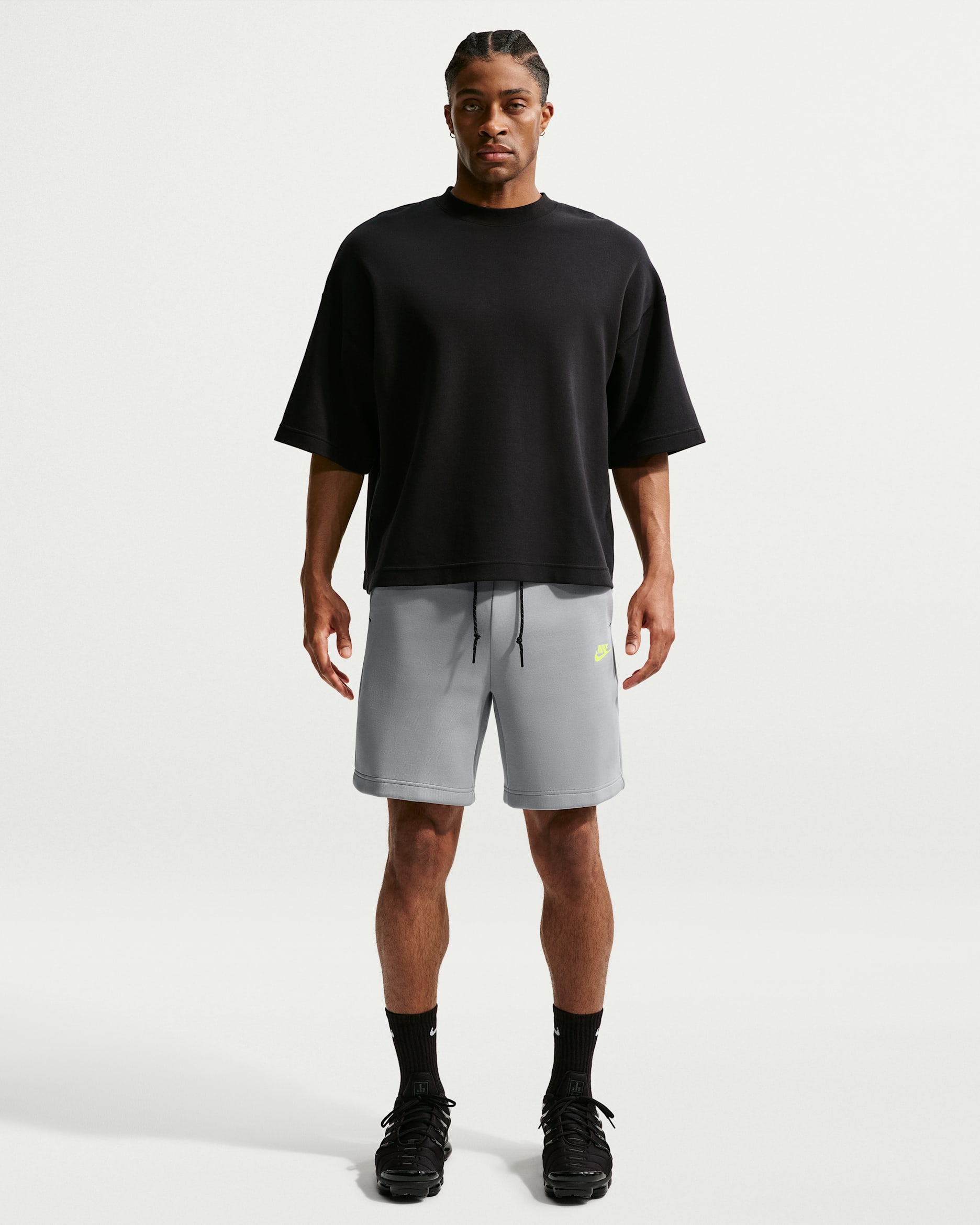 Nike Tech Men's Fleece Shorts - Light Smoke Grey/Volt