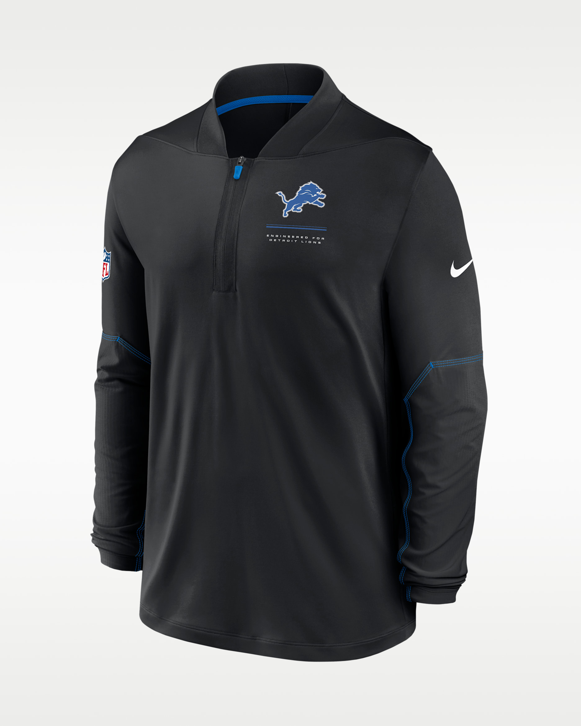 Playera Nike Dri-FIT de la NFL de medio cierre para hombre Detroit Lions Sideline - Negro
