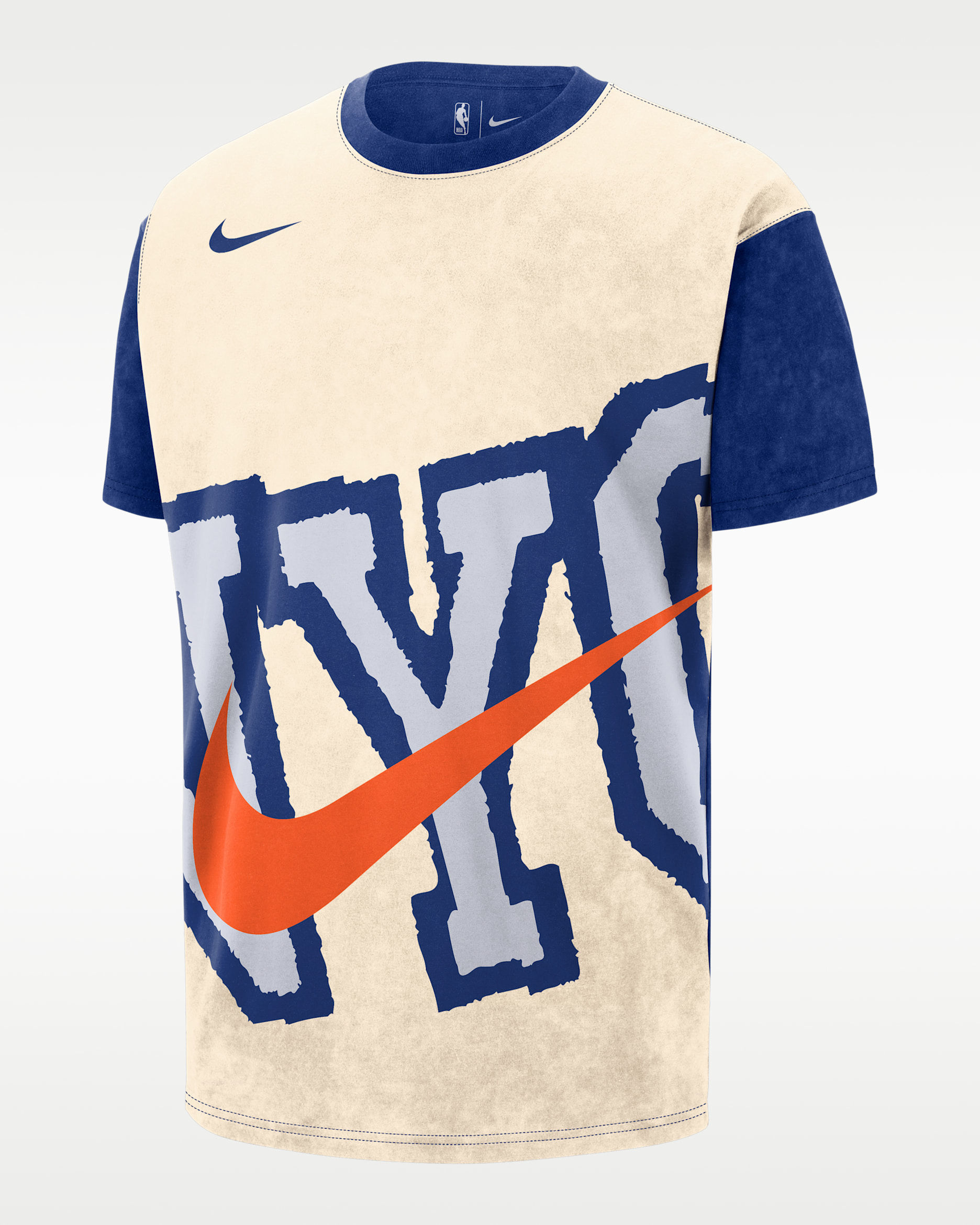 Playera Nike de la NBA Max90 para hombre New York Knicks Essential City Edition - Natural/Azul enérgico