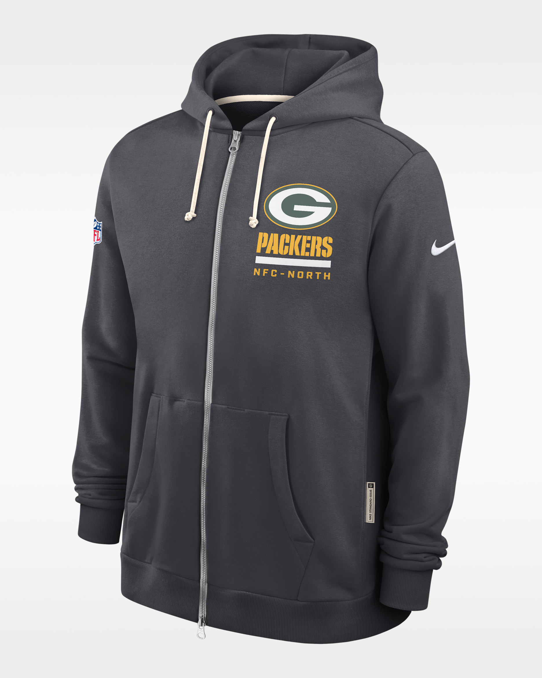 Sudadera con gorro Nike Dri-FIT de la NFL de cierre completo para hombre Green Bay Packers Utility Player Sideline - Antracita