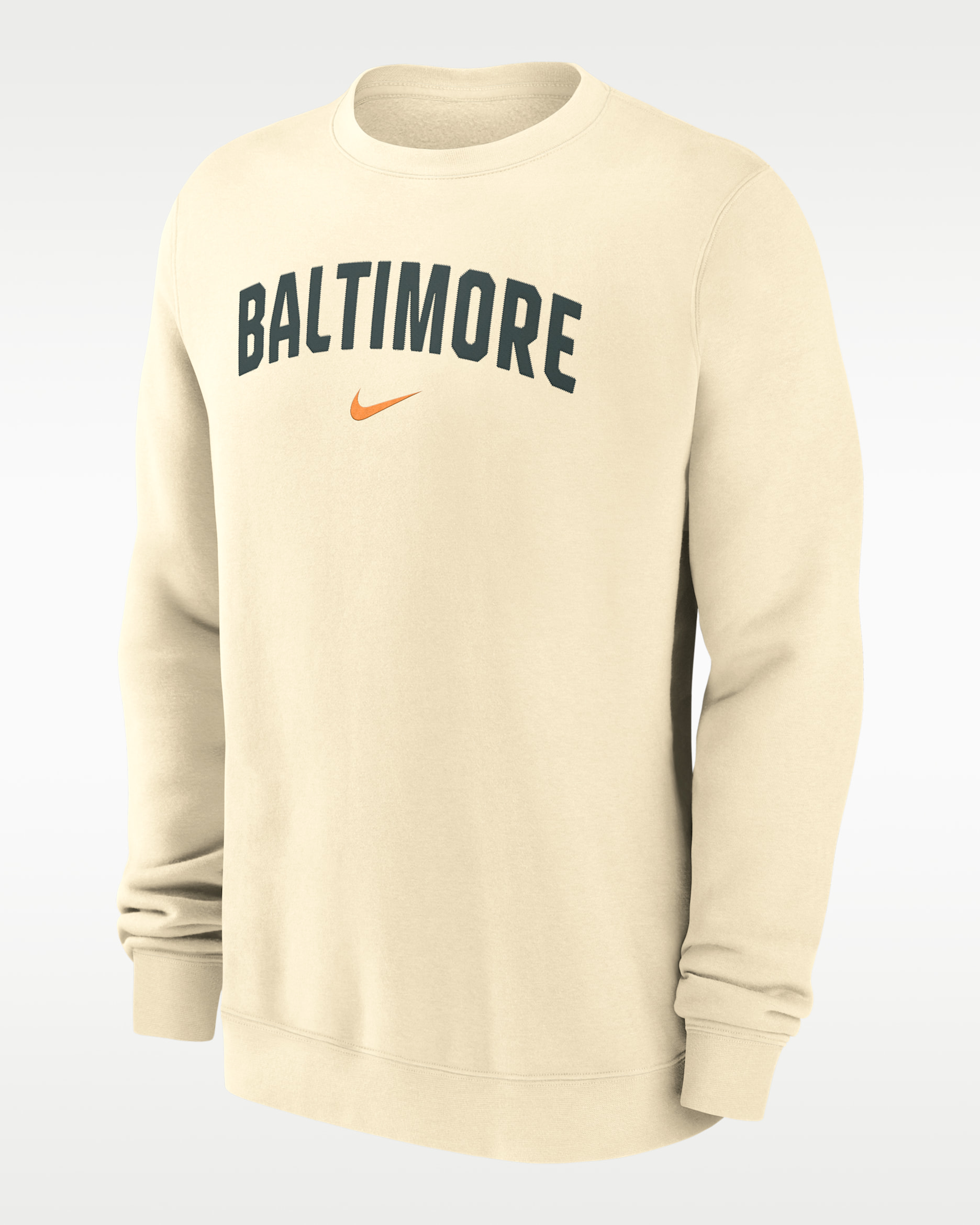 Sudadera de cuello redondo sin cierre Nike de la MLB para hombre Baltimore Orioles 2-Hit - Crema