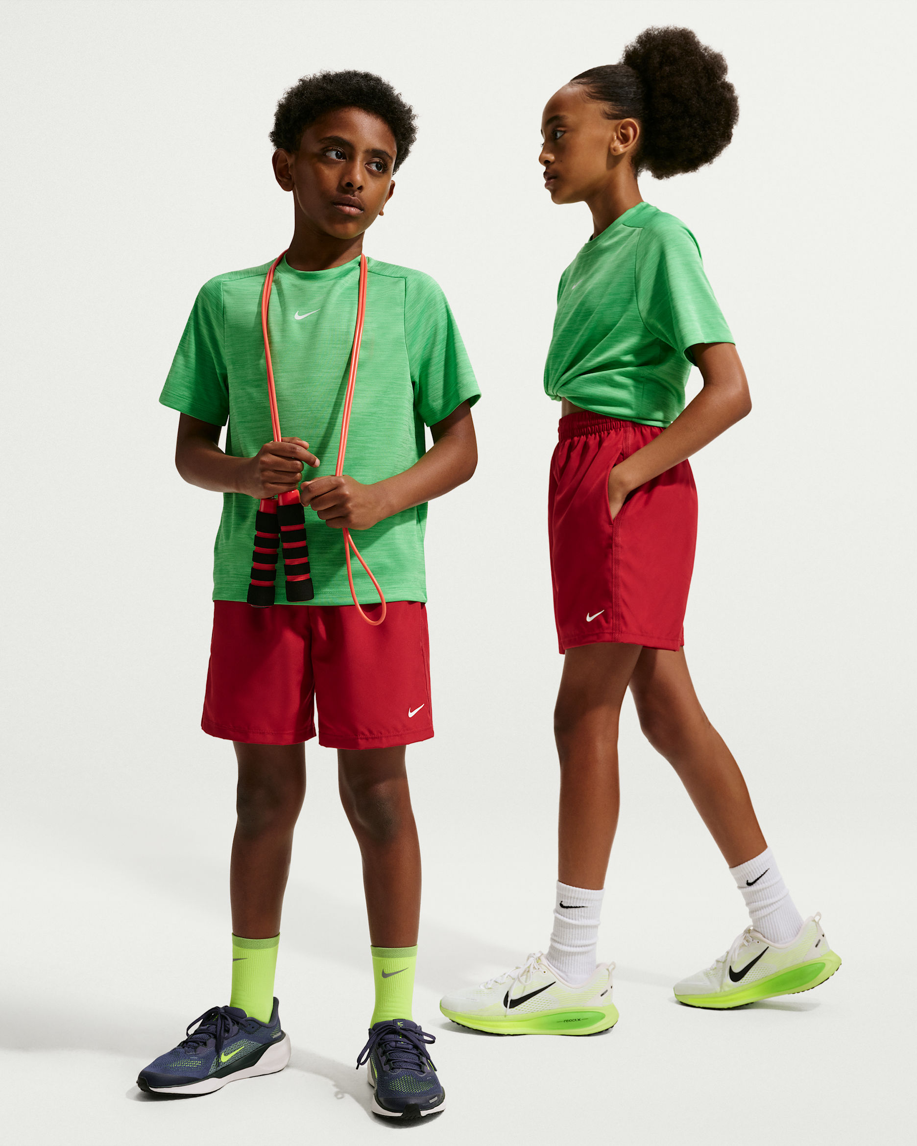 Nike Multi Older Kids' Dri-FIT Training Shorts - Tough Red/White