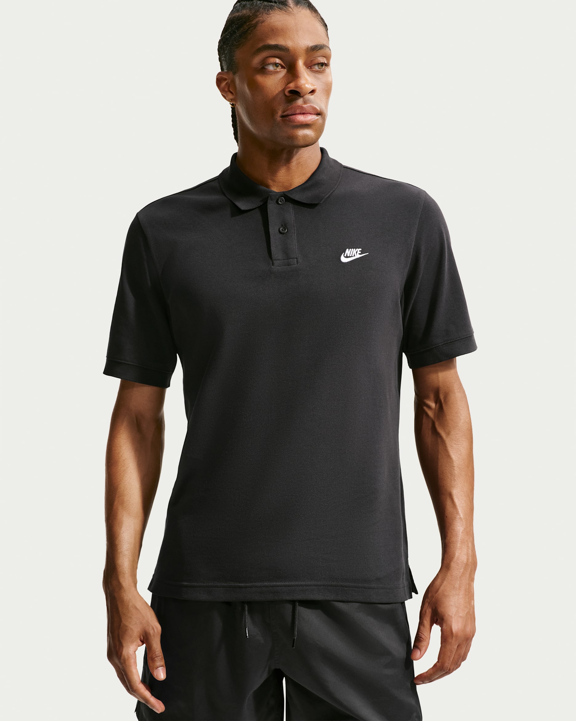 Polo de manga curta Nike Club para homem - Preto/Branco