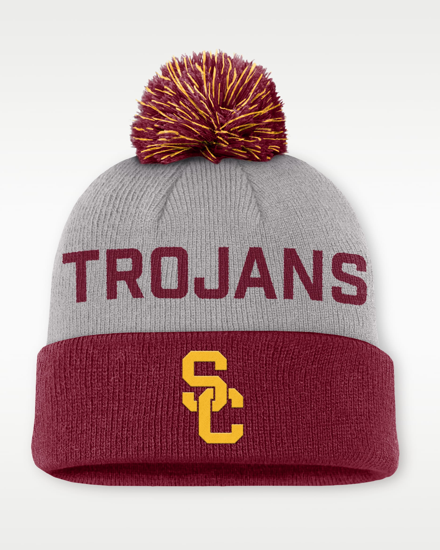USC Primetime Peak Men's Nike College Cuffed Pom Beanie - Grey