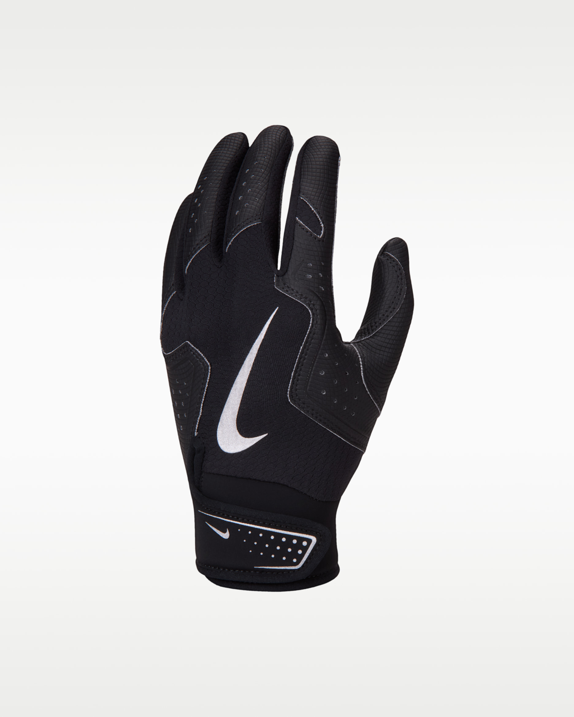 Nike Alpha 2.0 Kids' Baseball Batting Glove - Black/Black/Metallic Silver