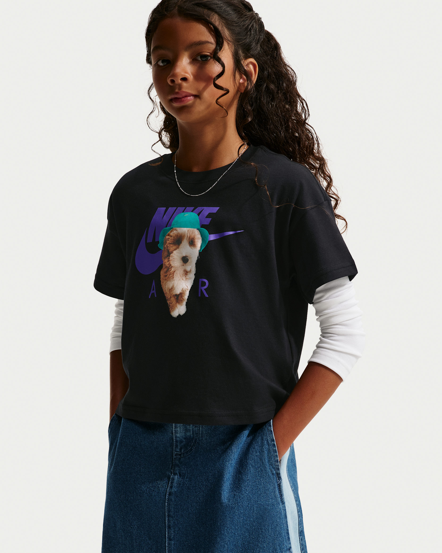 Nike Sportswear Big Kids' (Girls') Boxy T-Shirt - Black