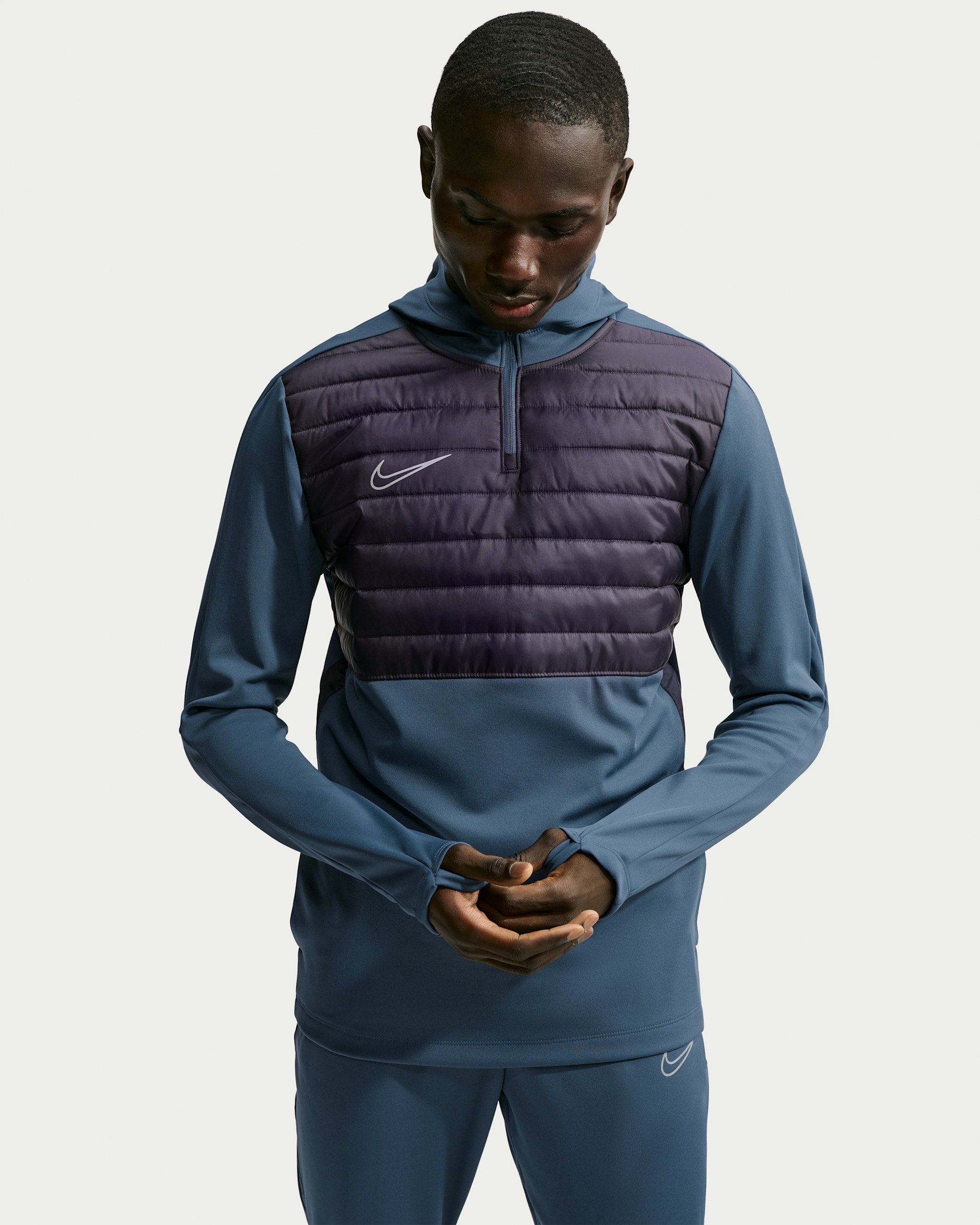 Nike Academy Winter Warrior Men's Therma-FIT Soccer Drill Top - New Slate/Gridiron