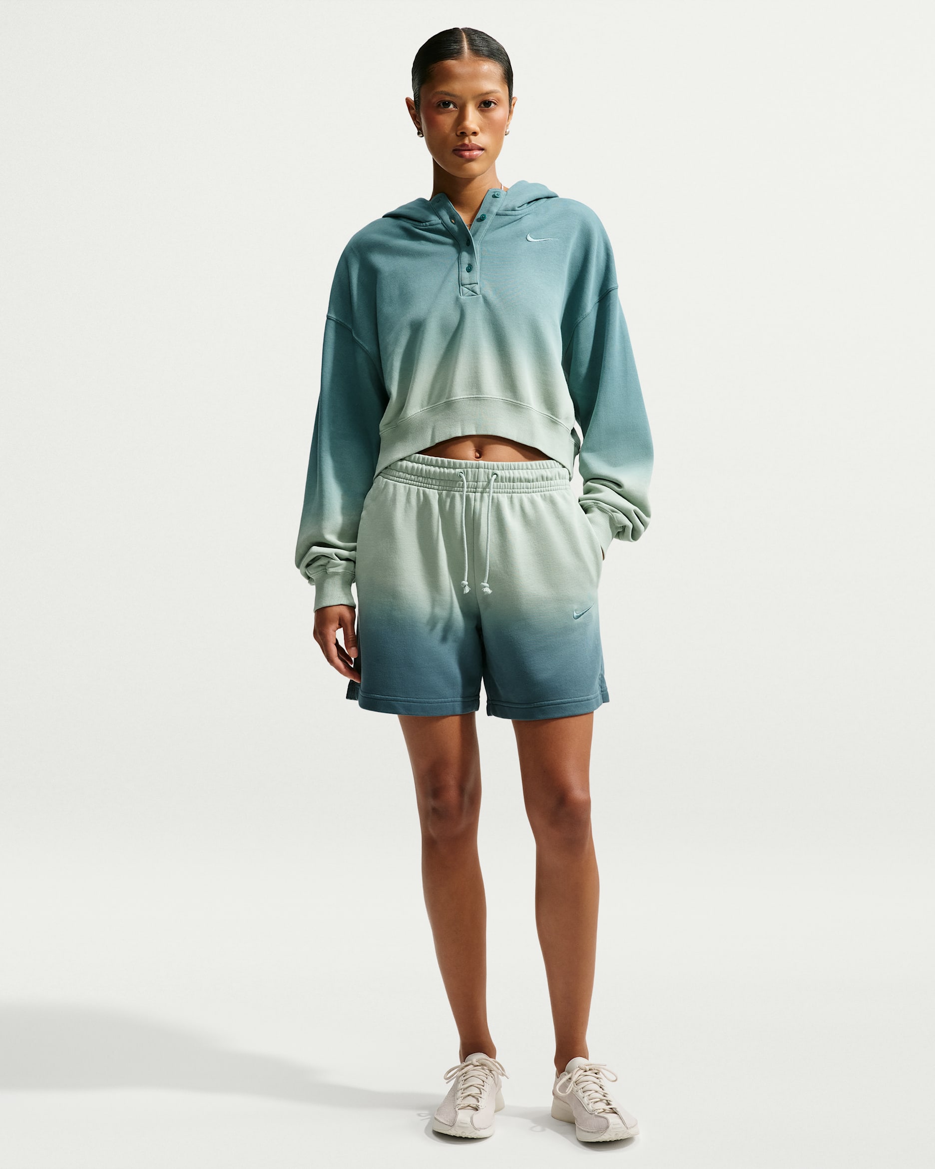 Nike Sportswear Phoenix Fleece Women's Mid-Rise Shorts - Steam/Mineral Slate/Mineral Slate