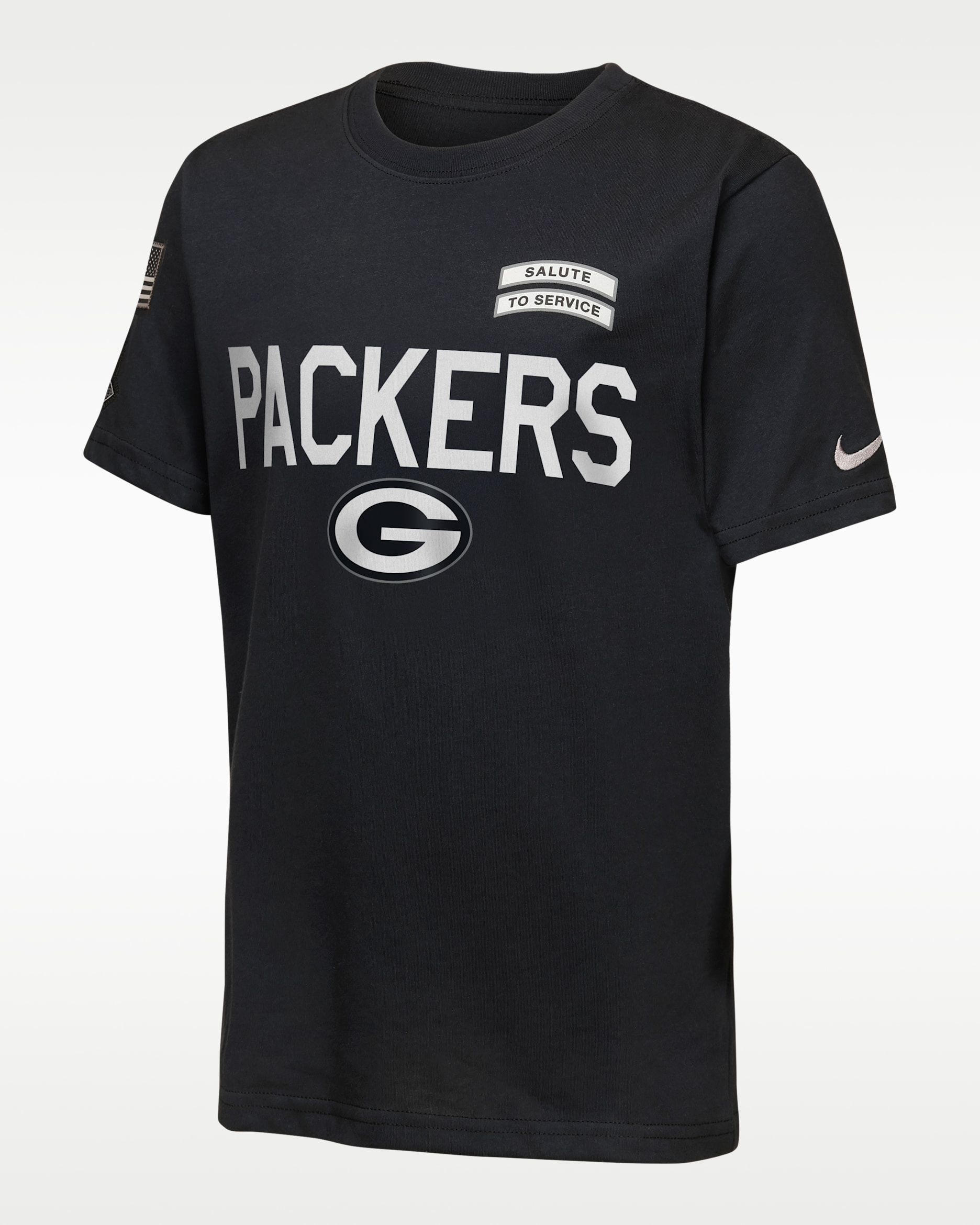Green Bay Packers Salute to Service Sideline Big Kids' Nike Dri-FIT NFL T-Shirt - Black