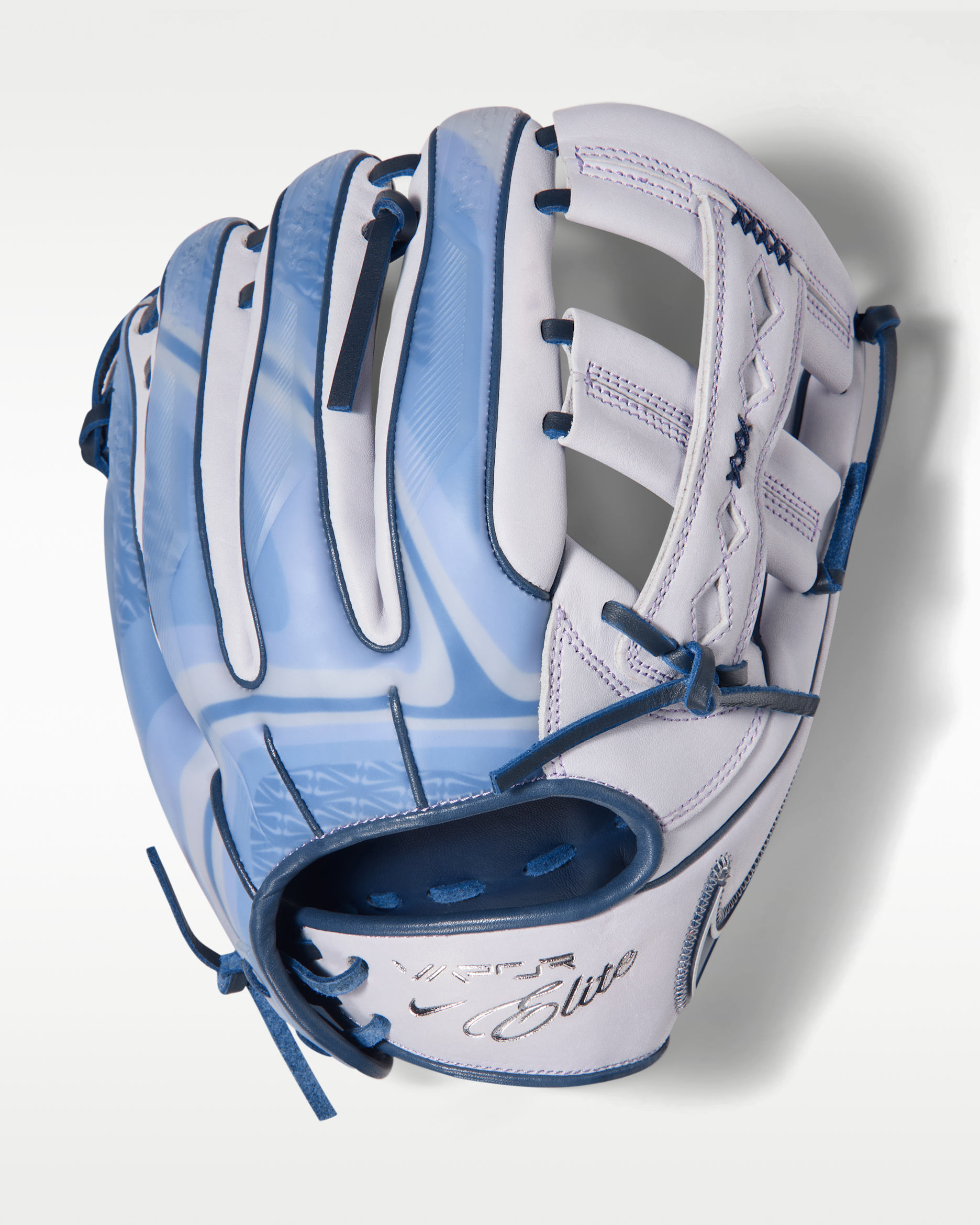 Guante de cuadro para softbol Fastpitch para mujer (lanzamiento con la mano derecha) Nike Vapor Elite - Morado muy pálido/Azul marino medianoche