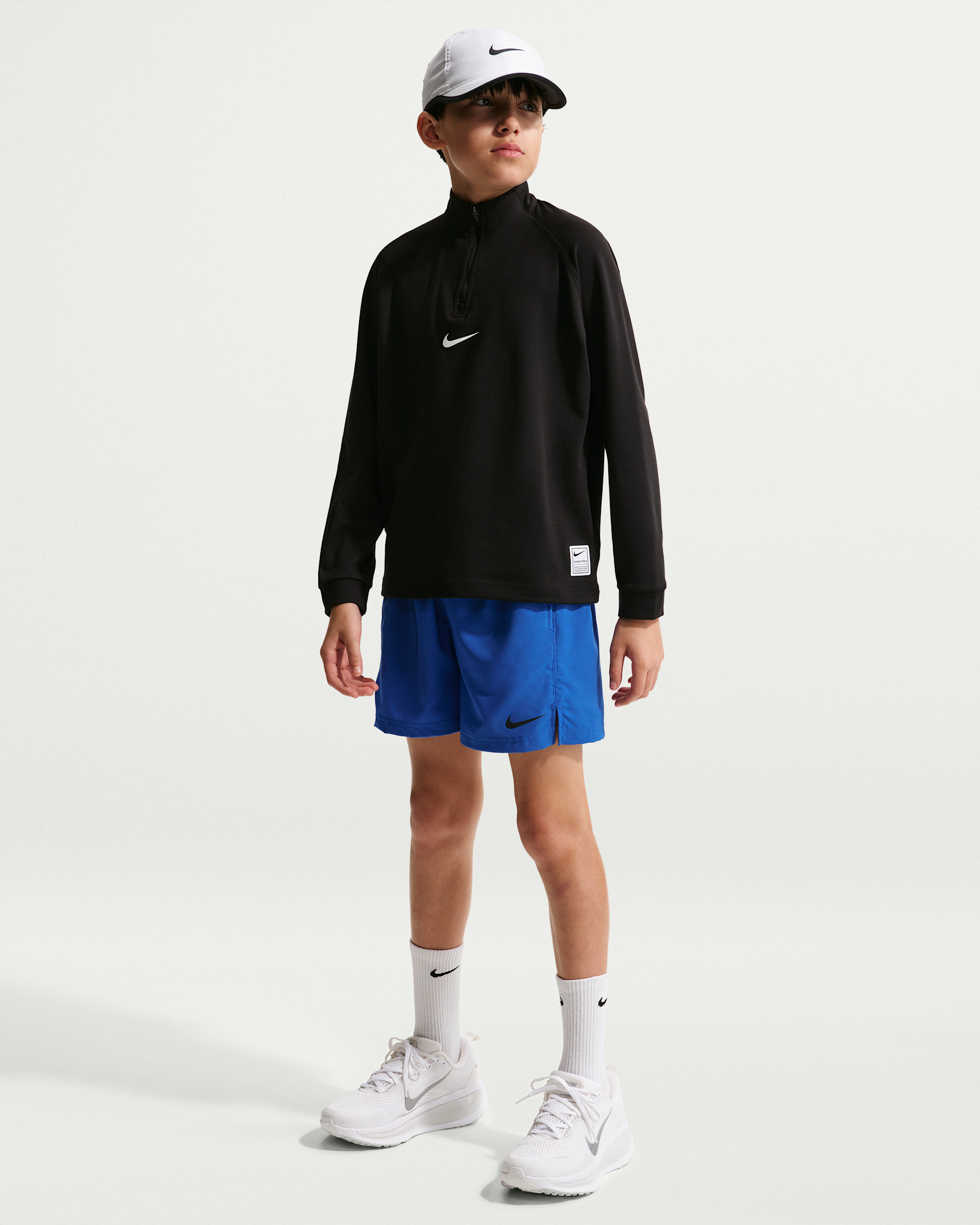 Shorts de entrenamiento Dri-FIT para niño talla grande Nike Pro - Royal juego/Blanco/Negro