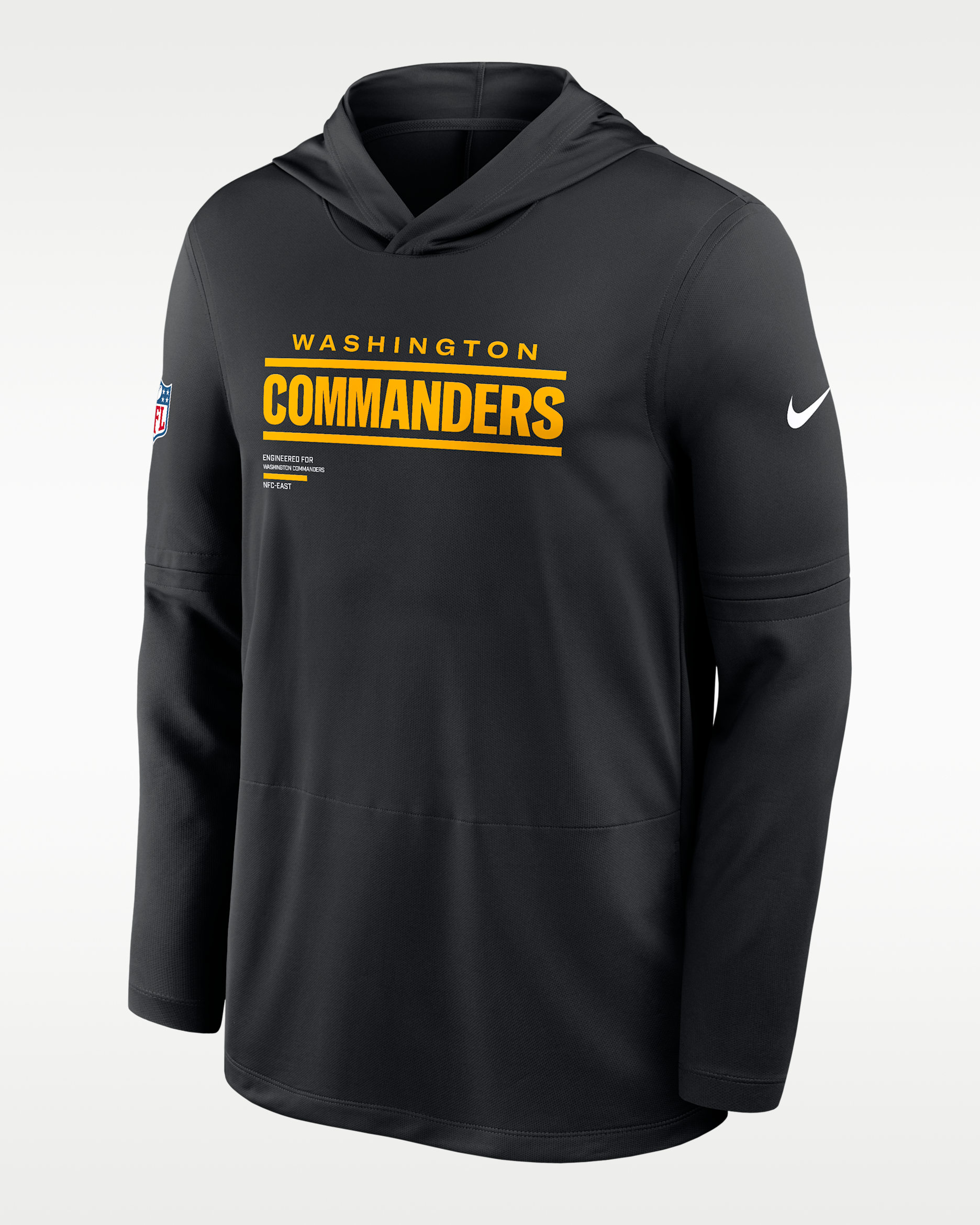 Washington Commanders Pure Fury Sideline Men's Nike Dri-FIT NFL Long-Sleeve Hooded Top - Black