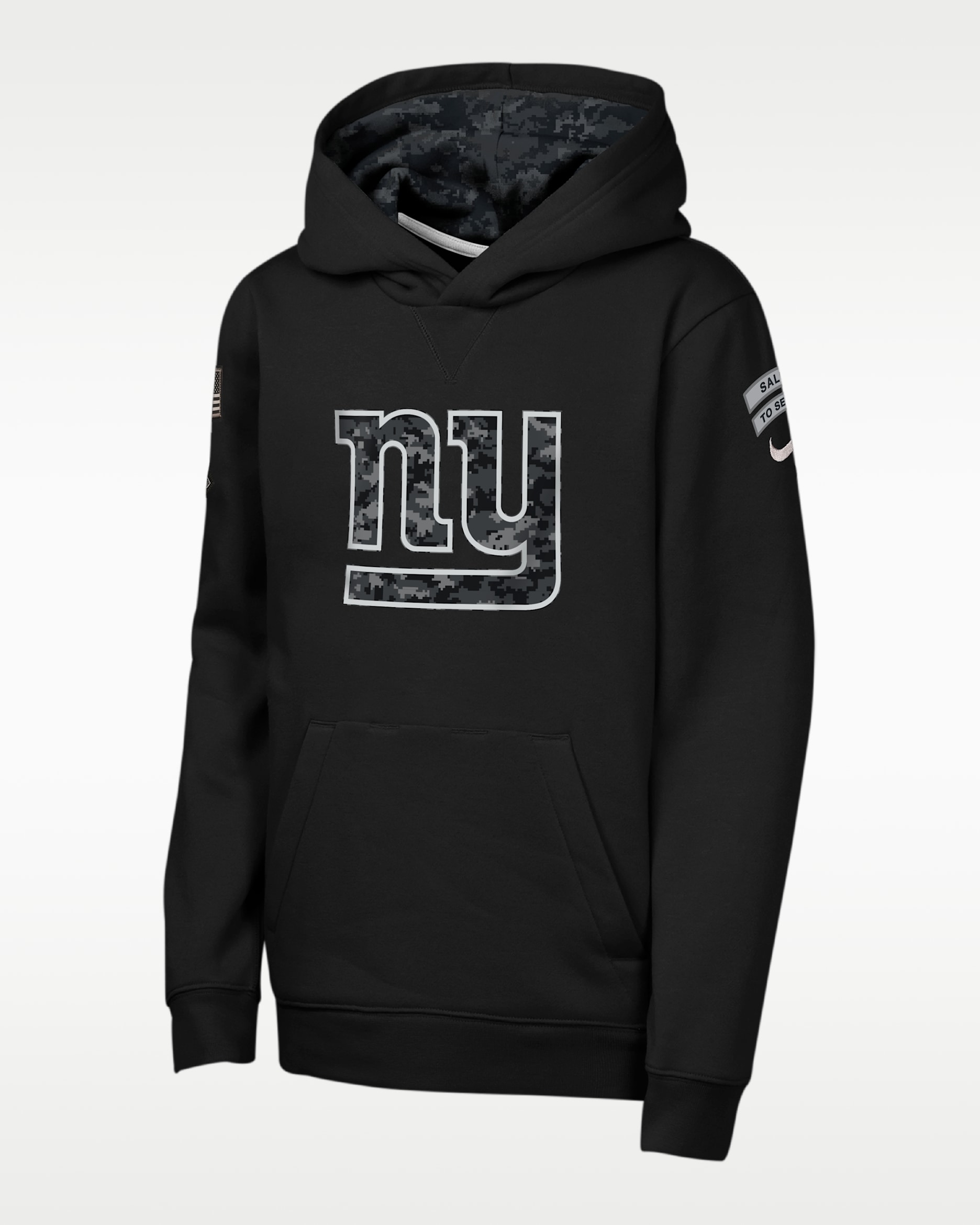 Sudadera con gorro sin cierre Nike de la NFL para niños talla grande New York Giants Salute to Service Sideline Club - Negro
