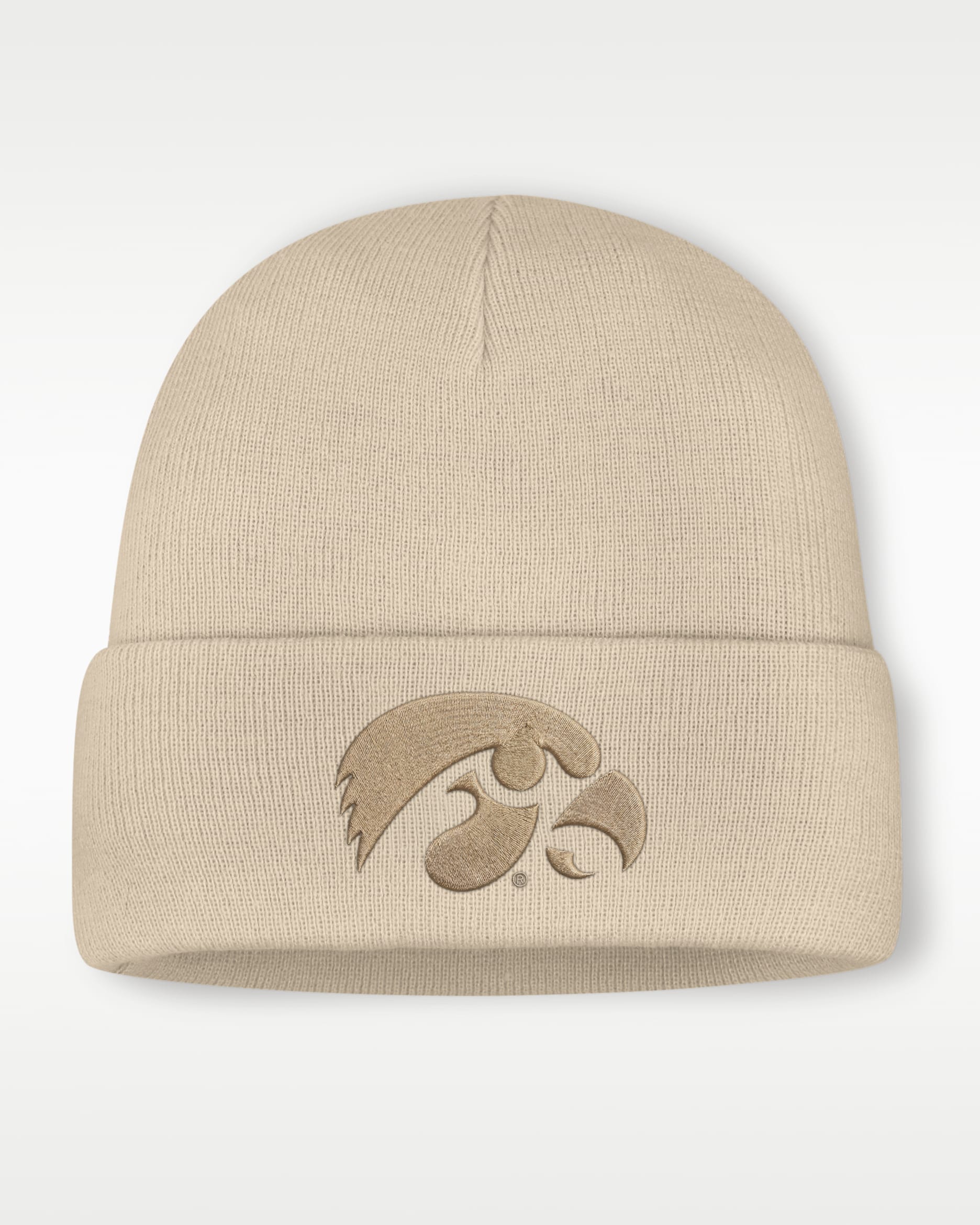 Iowa Men's Nike College Cuffed Beanie - Natural