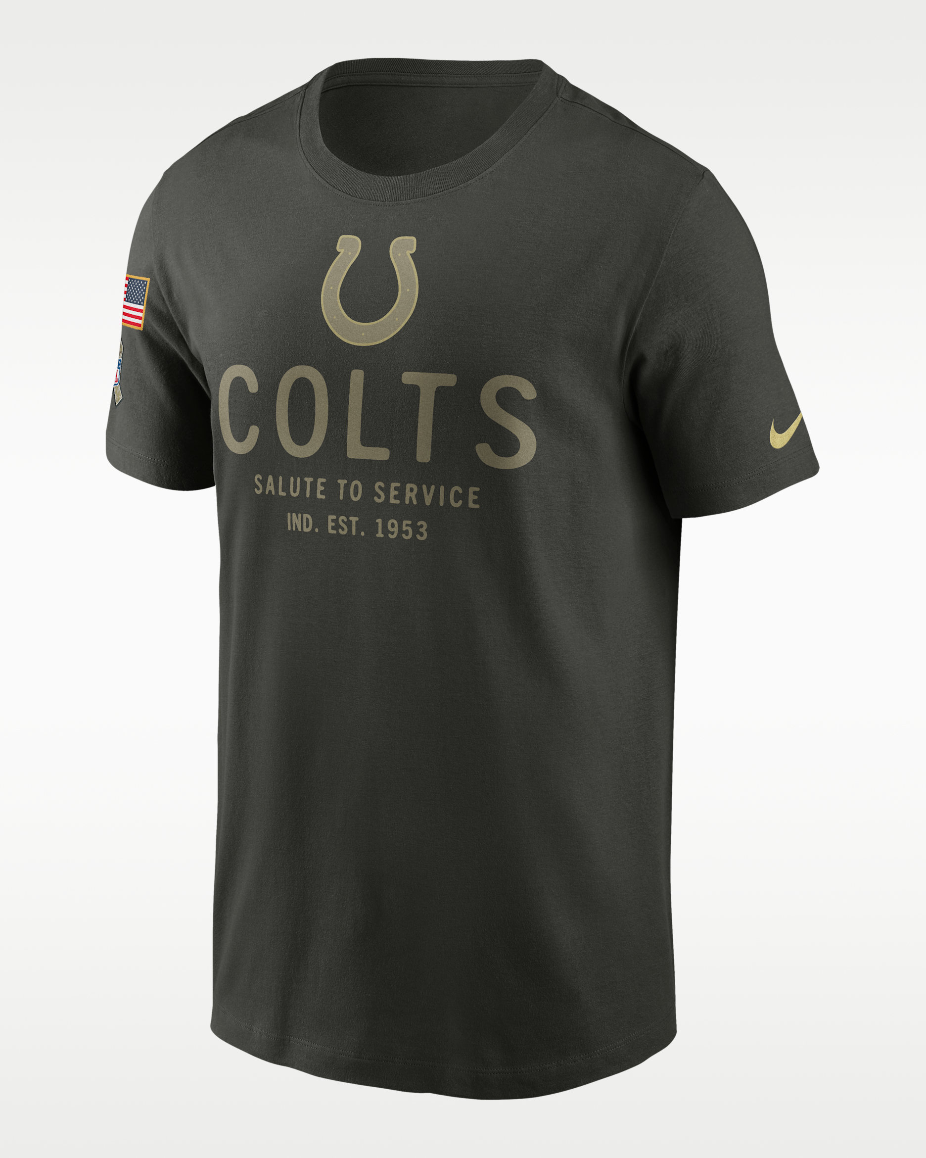 Indianapolis Colts Salute to Service Sideline Primary Edge Men's Nike Dri-FIT NFL T-Shirt - Forest Green