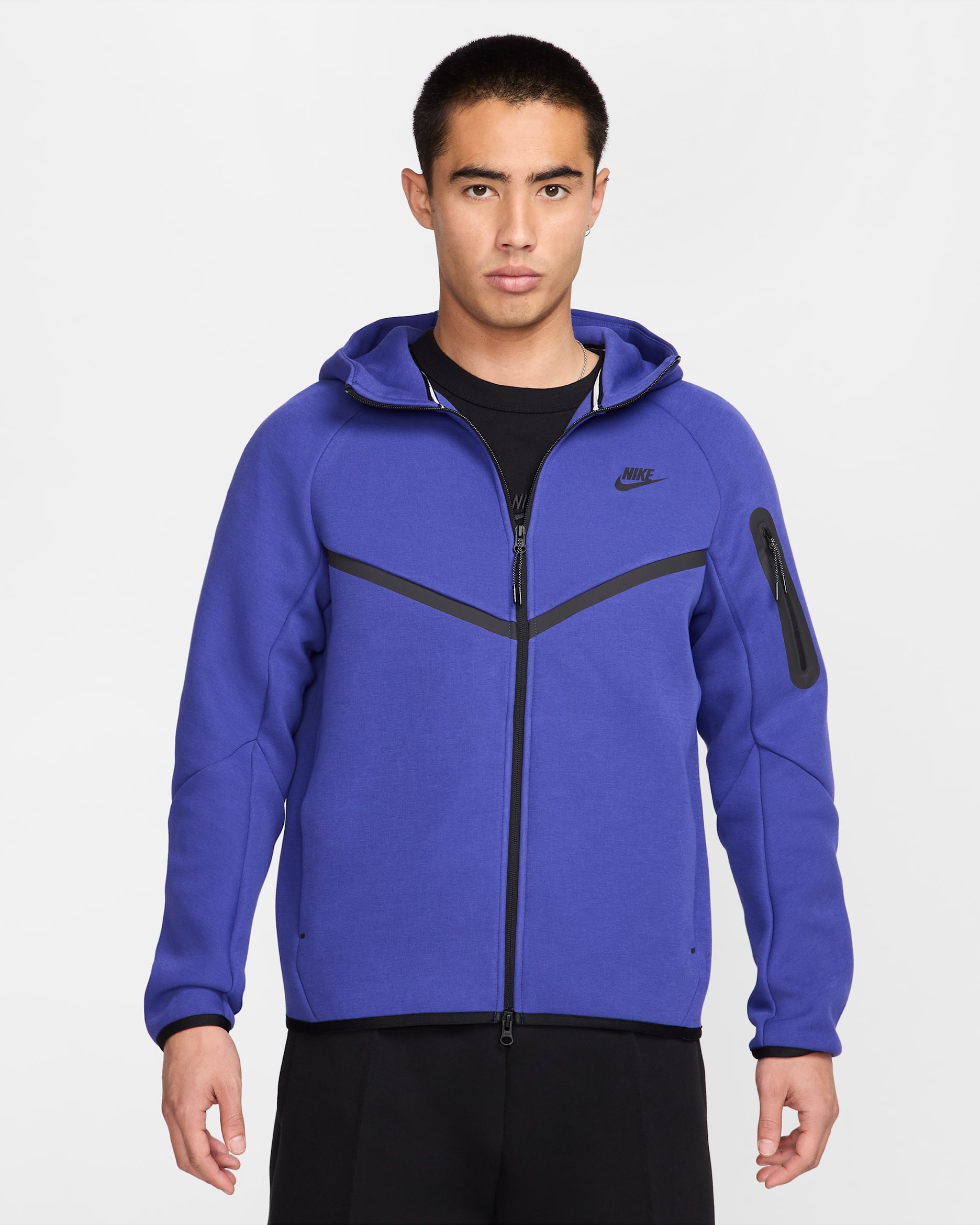 Chamarra Windrunner de tejido Fleece de cierre completo para hombre Nike Tech - Noche intenso/Negro