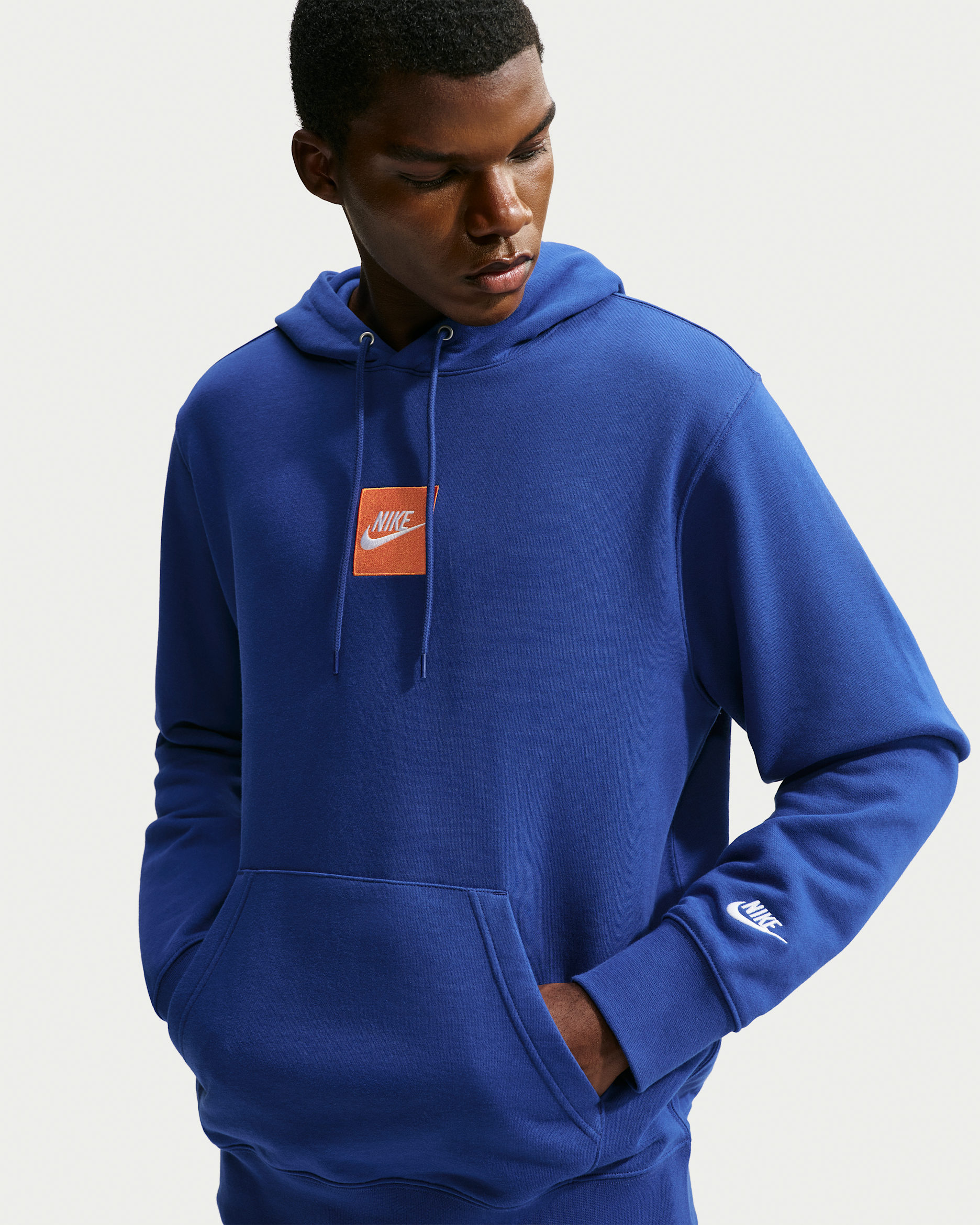 Nike Sportswear Club Men's French Terry Hoodie - Deep Royal Blue/Deep Royal Blue/White