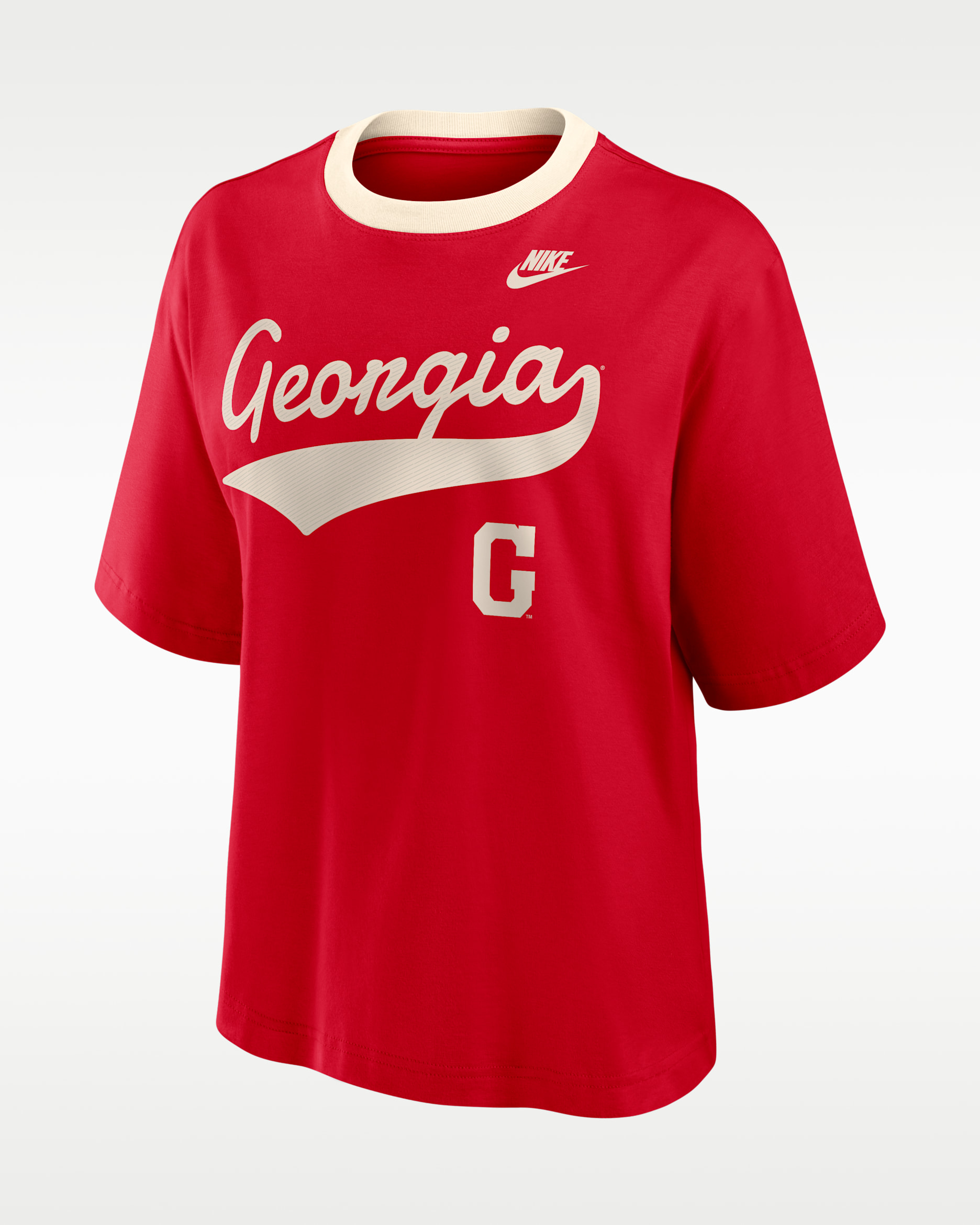 Georgia Legacy Fight Song Boxy Women's Nike College T-Shirt - University Red/Natural
