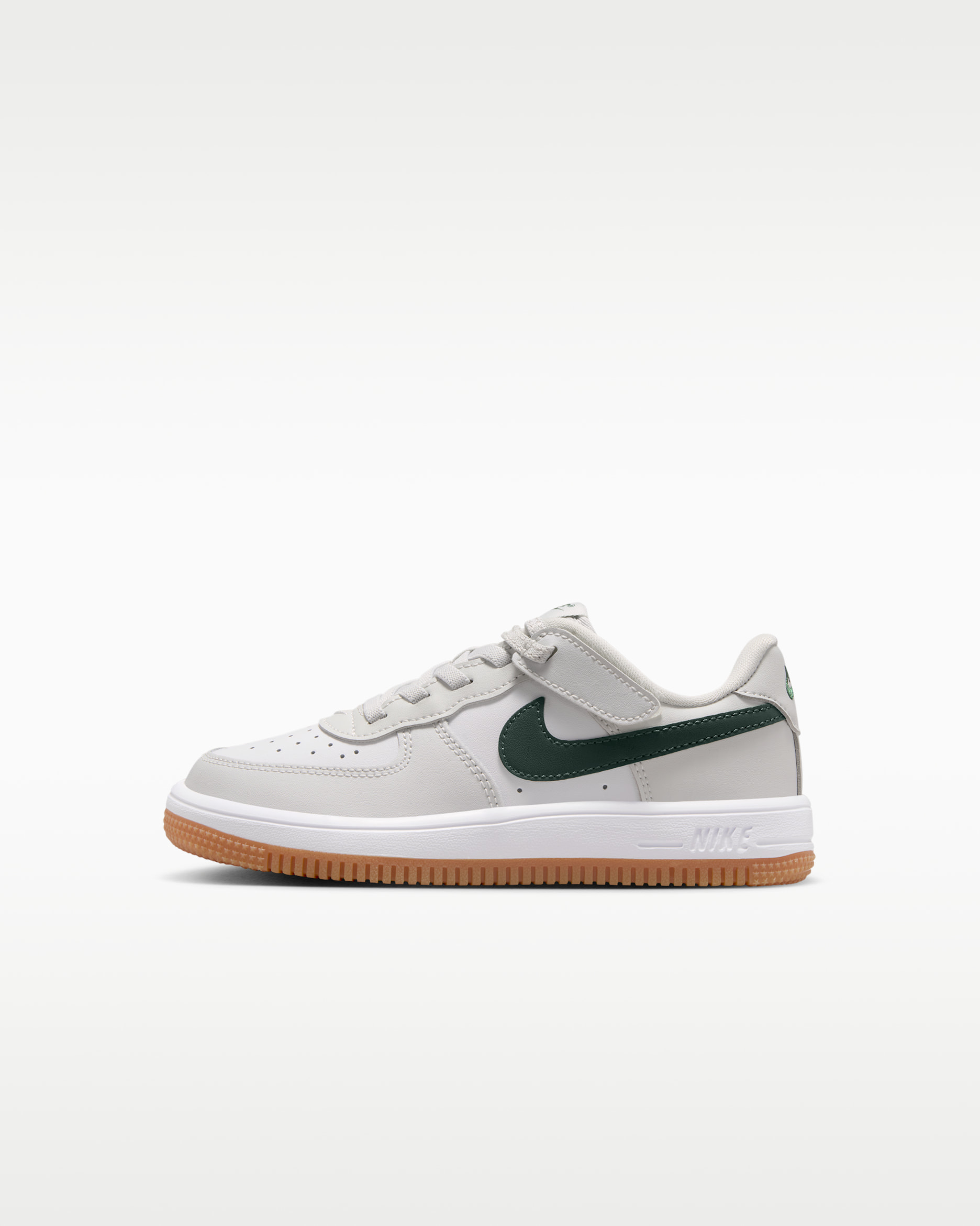 Nike Force 1 低筒 EasyOn 小童鞋款 - Photon Dust/Fir/Gum Medium Brown/白色