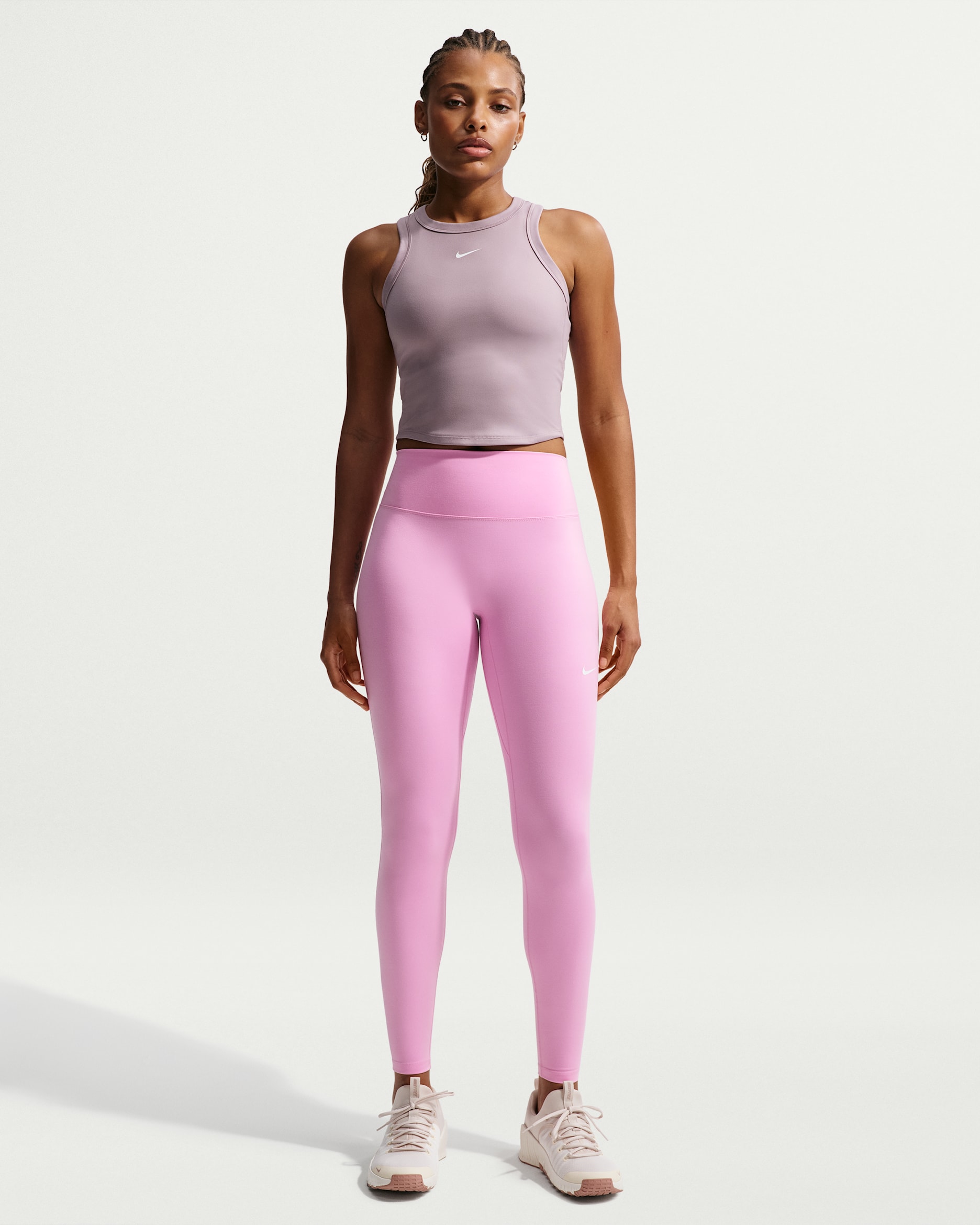 Nike One Seamless Front Women's High-Waisted Full-Length Leggings - Pink Rise/White