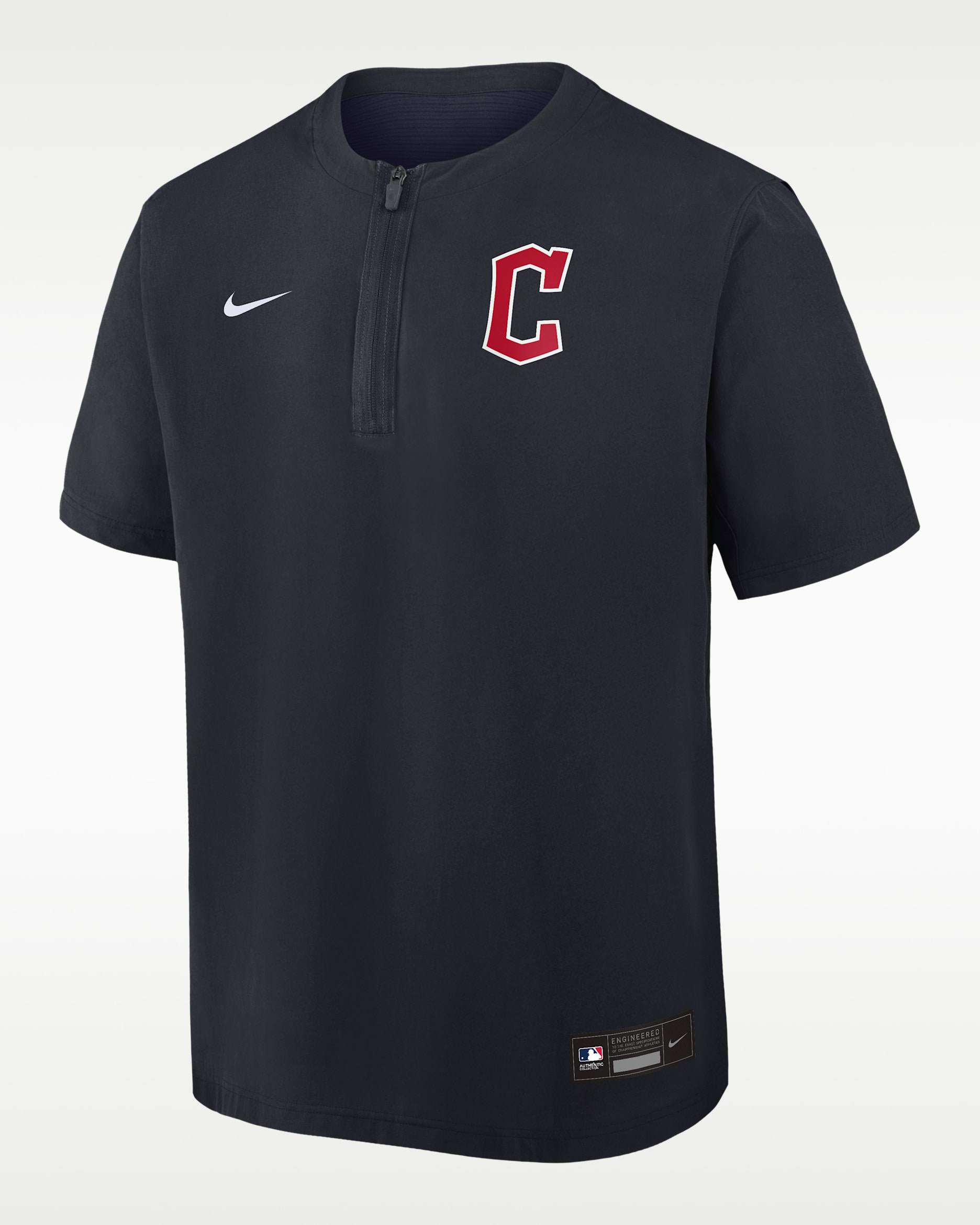 Cleveland Guardians Authentic Collection Men's Nike Dri-FIT MLB 1/4-Zip Short-Sleeve Windshirt - Navy