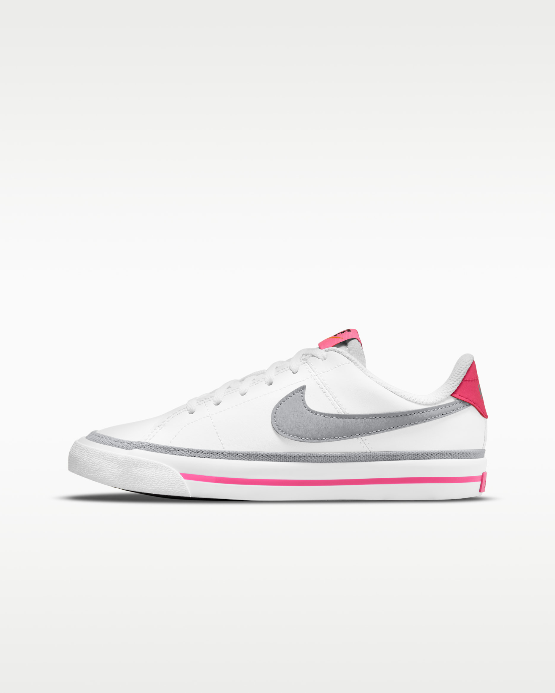 Nike Court Legacy 大童鞋款 - 白色/Pink Prime/Kumquat/Light Smoke Grey