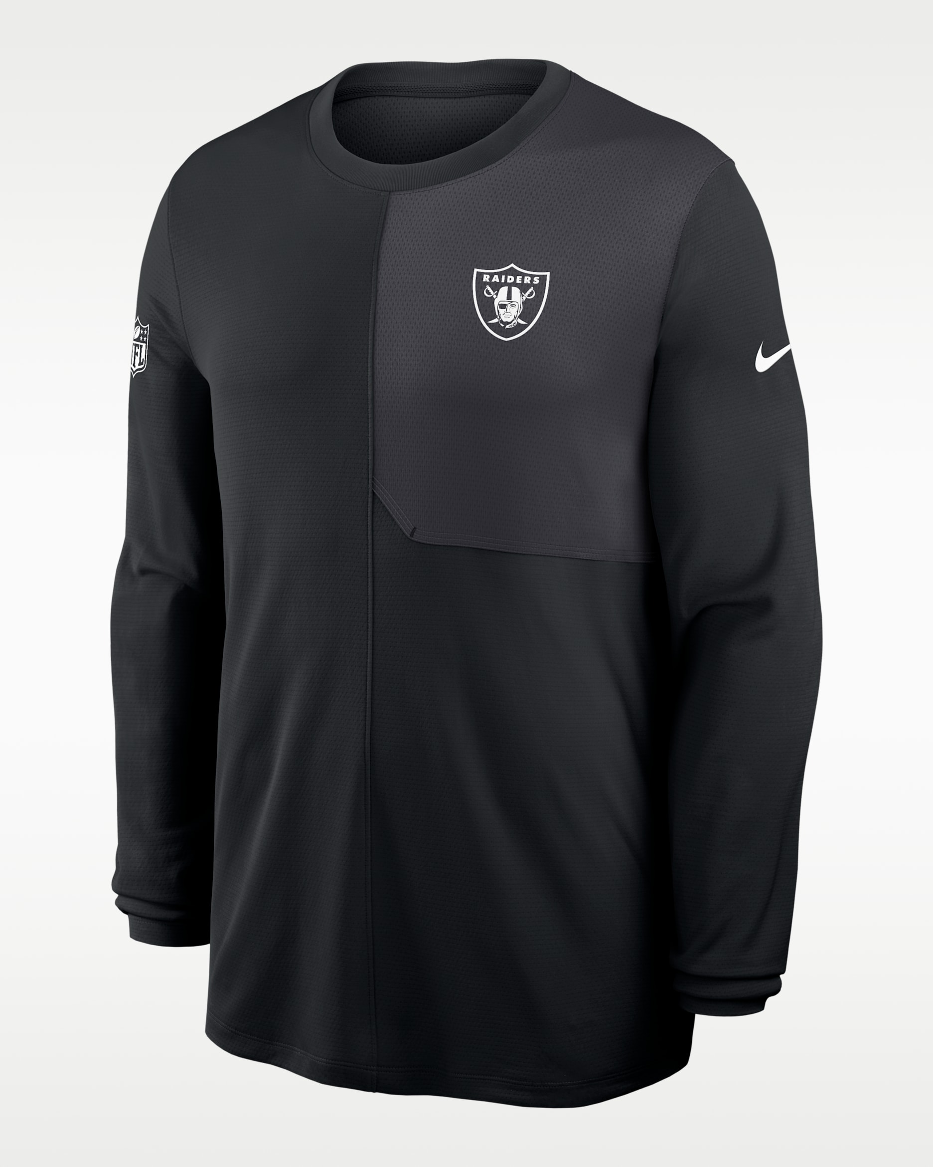 Playera de manga larga Nike Dri-FIT de la NFL para hombre Las Vegas Raiders Sideline Coach - Negro