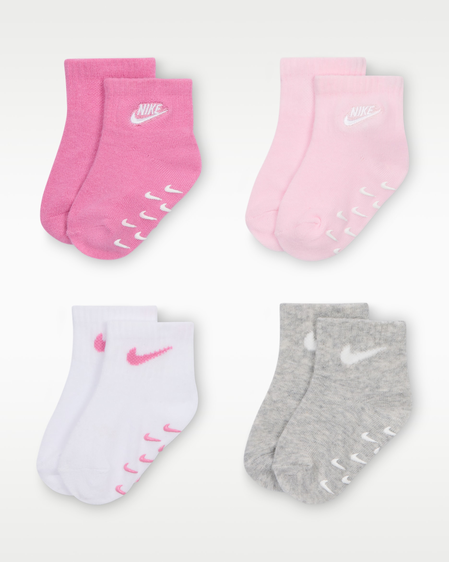 Calcetines con agarre con logotipo para bebé (4 pares) (3 a 6 meses) Nike - Flamenco mágico