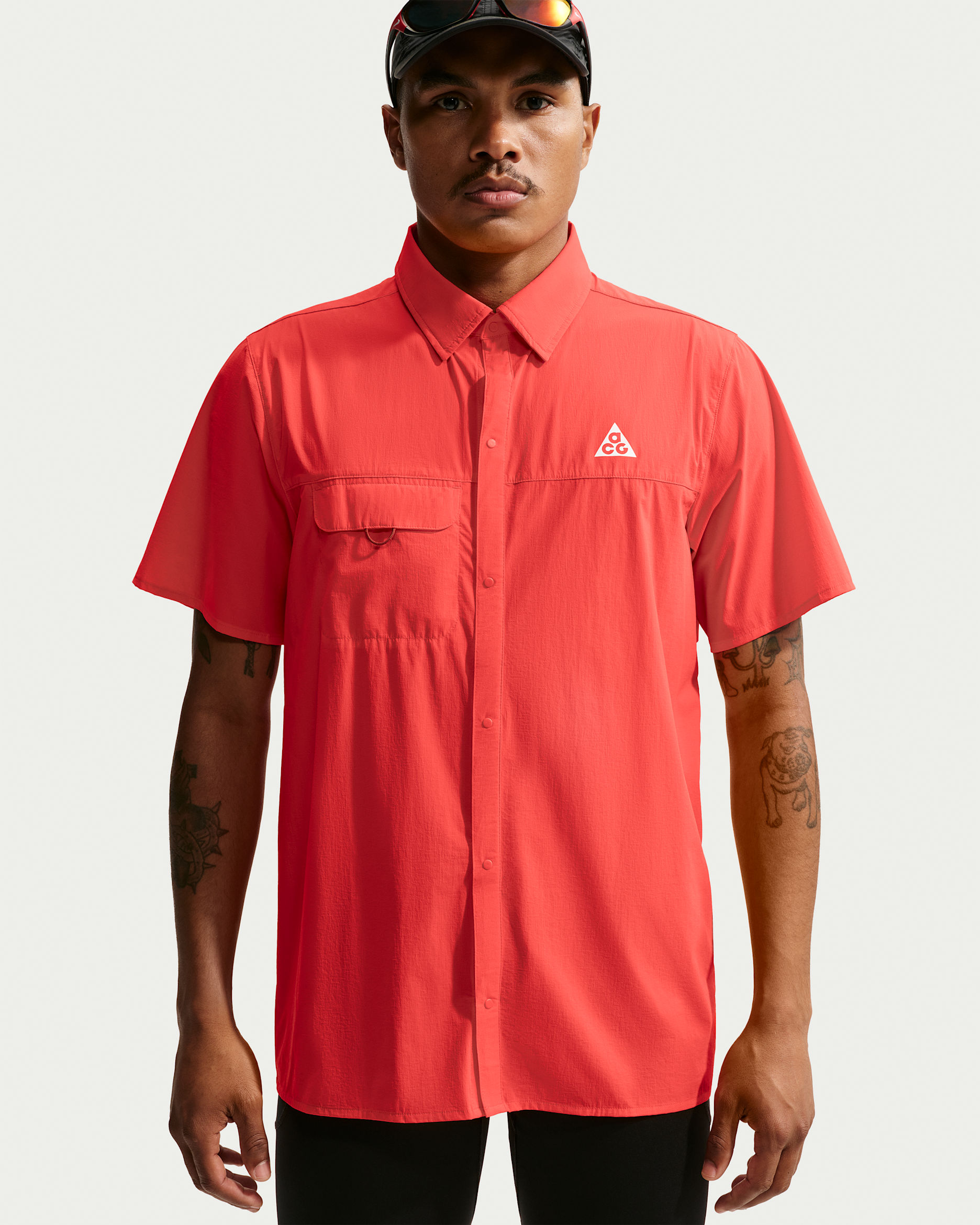 ACG "Aireez" Men's Button-Up Trail Running Top - Light Crimson/Summit White