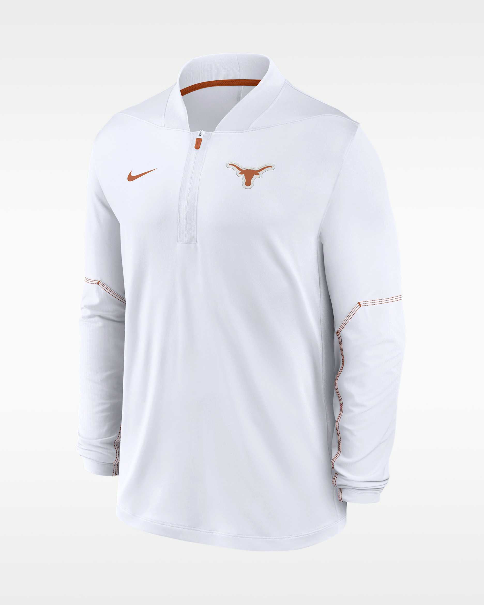 Texas Sideline Men's Nike Dri-FIT College 1/2-Zip Top - White/Desert Orange
