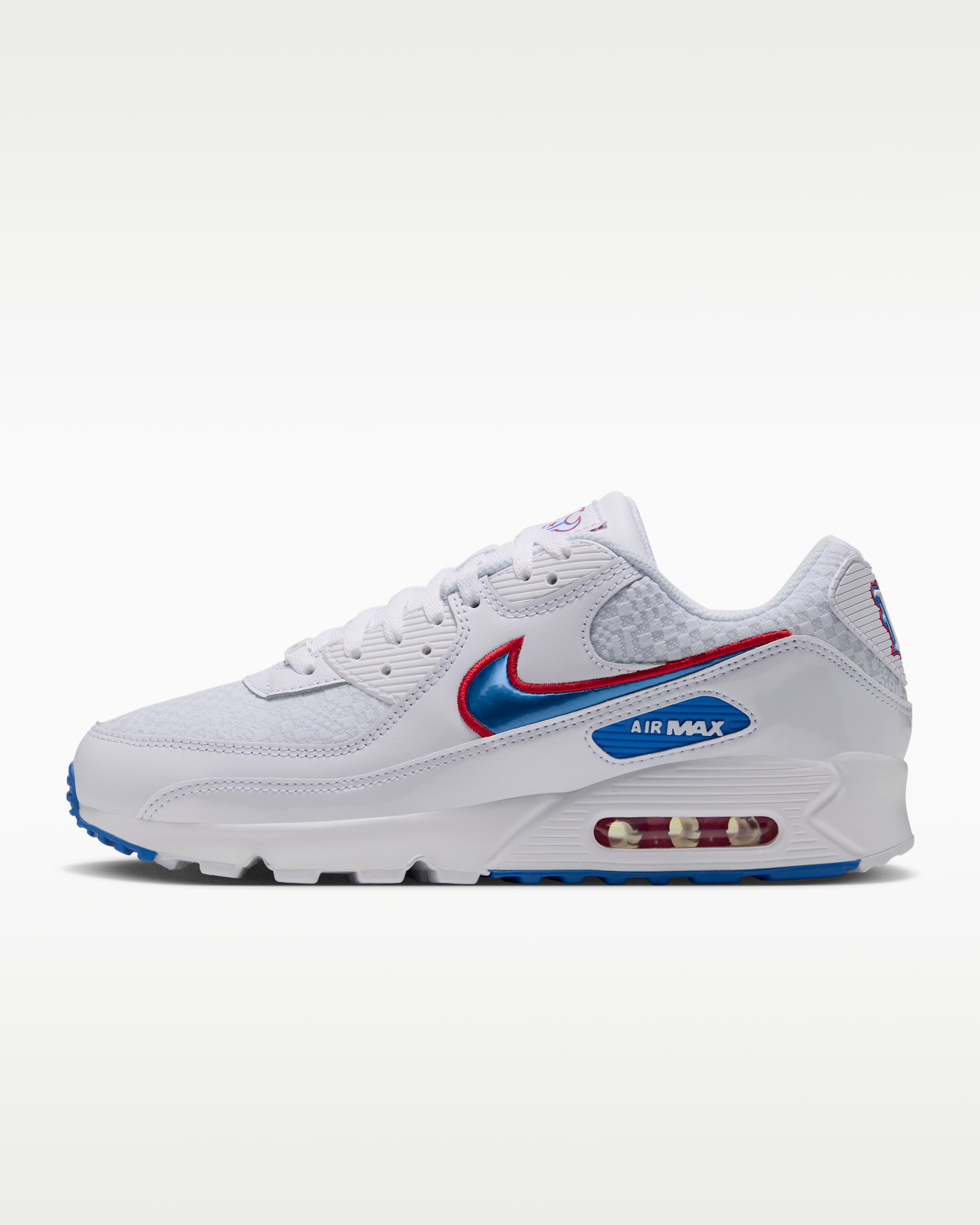 Nike Air Max 90 (Houston Texans) Men's NFL Shoes - White/White/Italy Blue