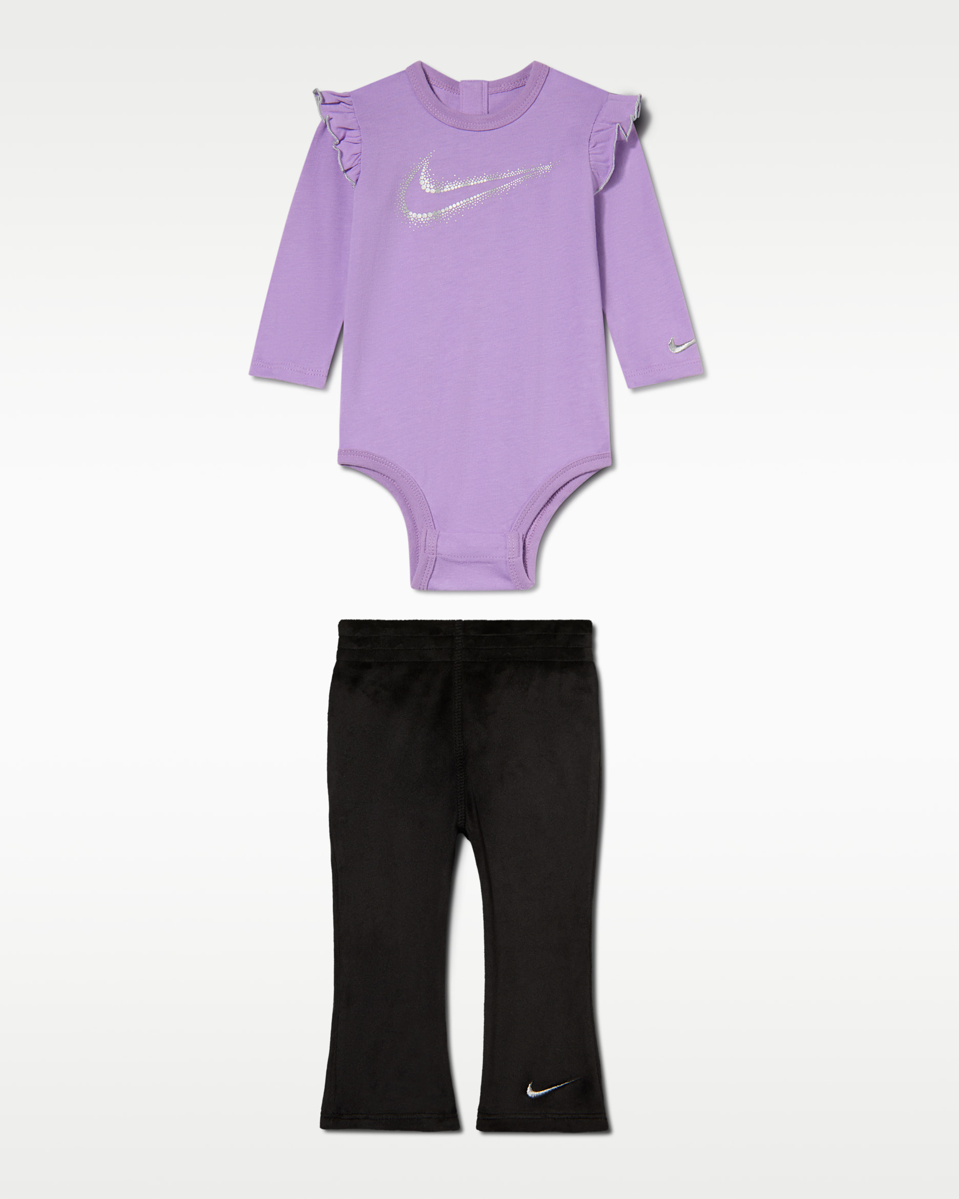 Dvoudílná kojenecká souprava Nike Swoosh Sparkle (0–9 měsíců) - Černá