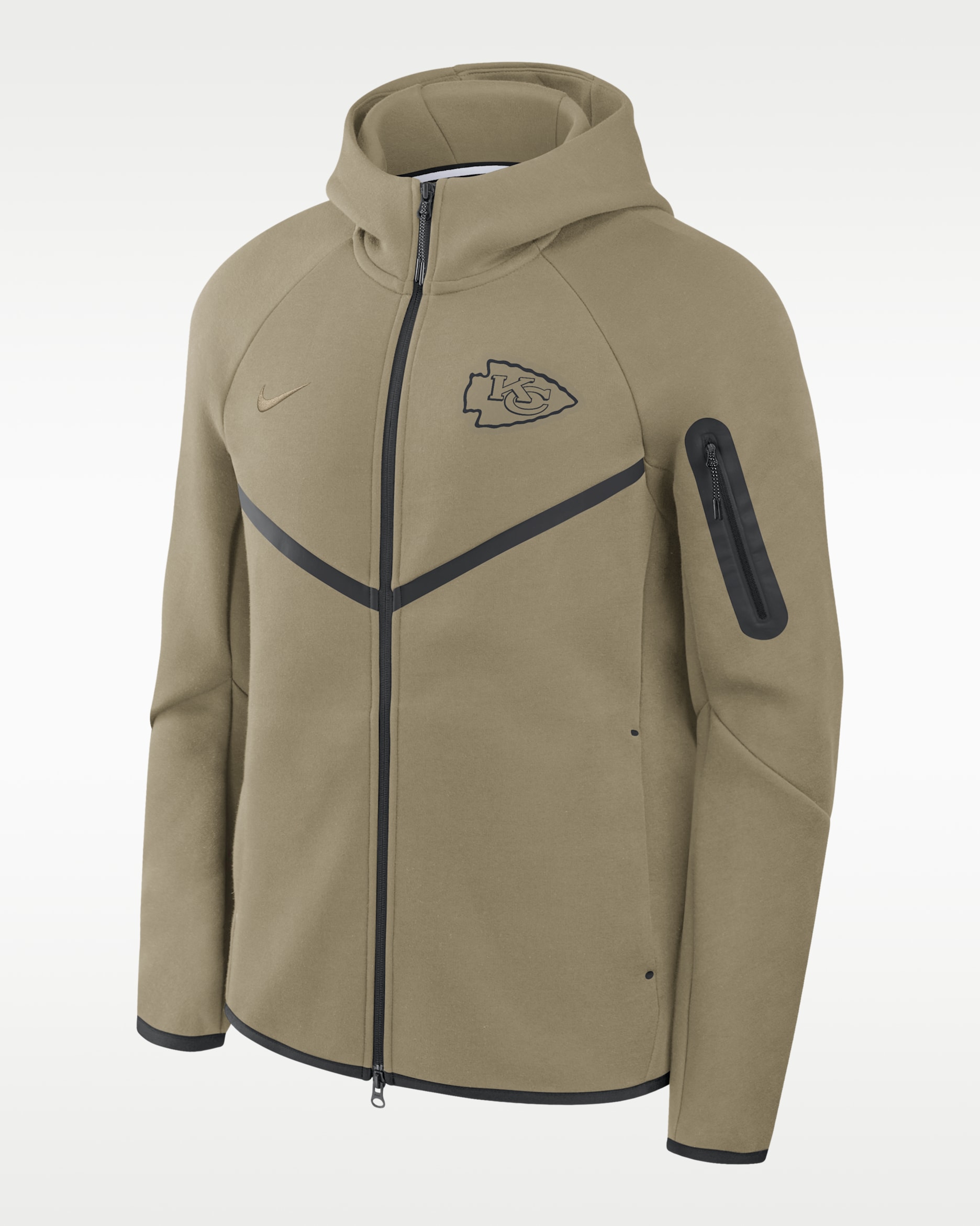 Kansas City Chiefs Tech Fleece Windrunner Men's Nike NFL Full-Zip Hooded Jacket - Olive/Black/Olive