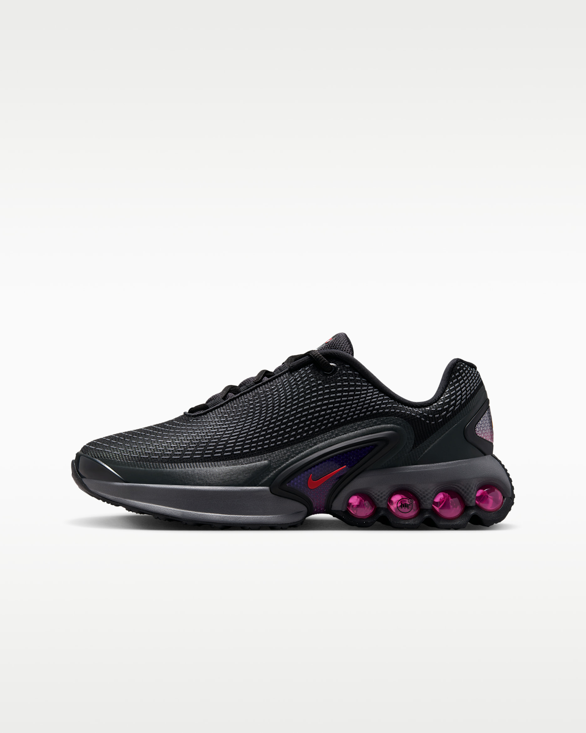 Tenis para niños grandes Nike Air Max Dn - Negro/Gris humo oscuro/Antracita/Carmesí claro