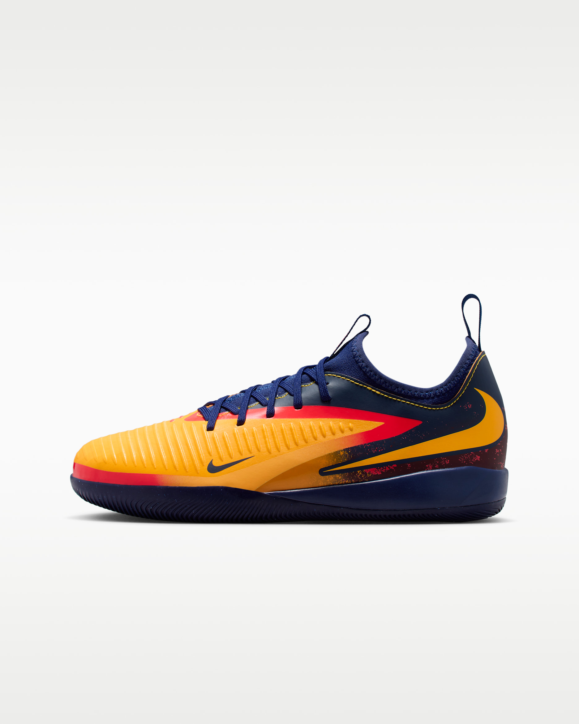 Nike Jr. Phantom 6 Low Academy 'Erling Haaland' Older Kids' Indoor/Court Football Shoe - Laser Orange/Blue Void/Lemon Venom