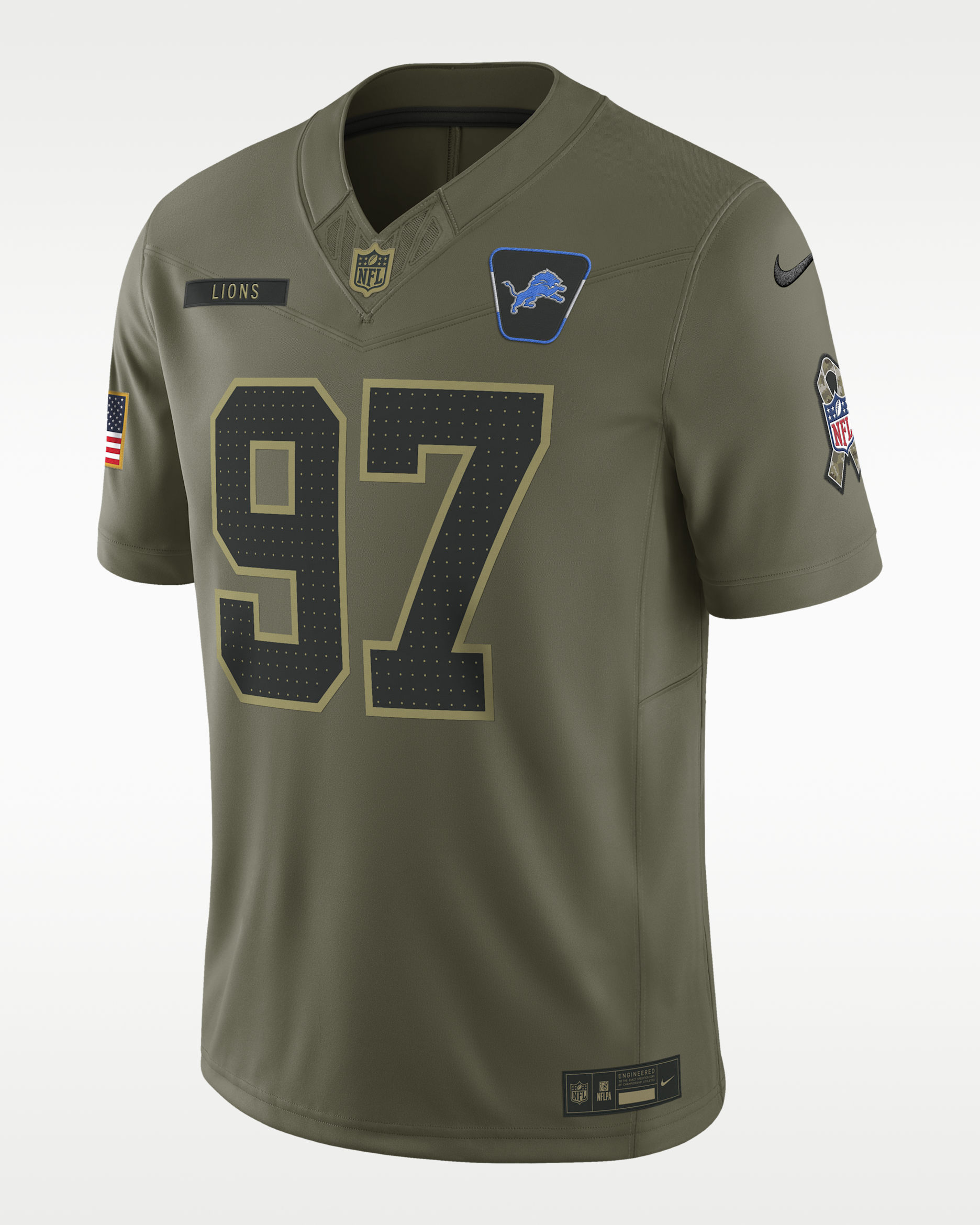 Aidan Hutchinson Detroit Lions Salute to Service Men's Nike Dri-FIT NFL Limited Jersey - Olive