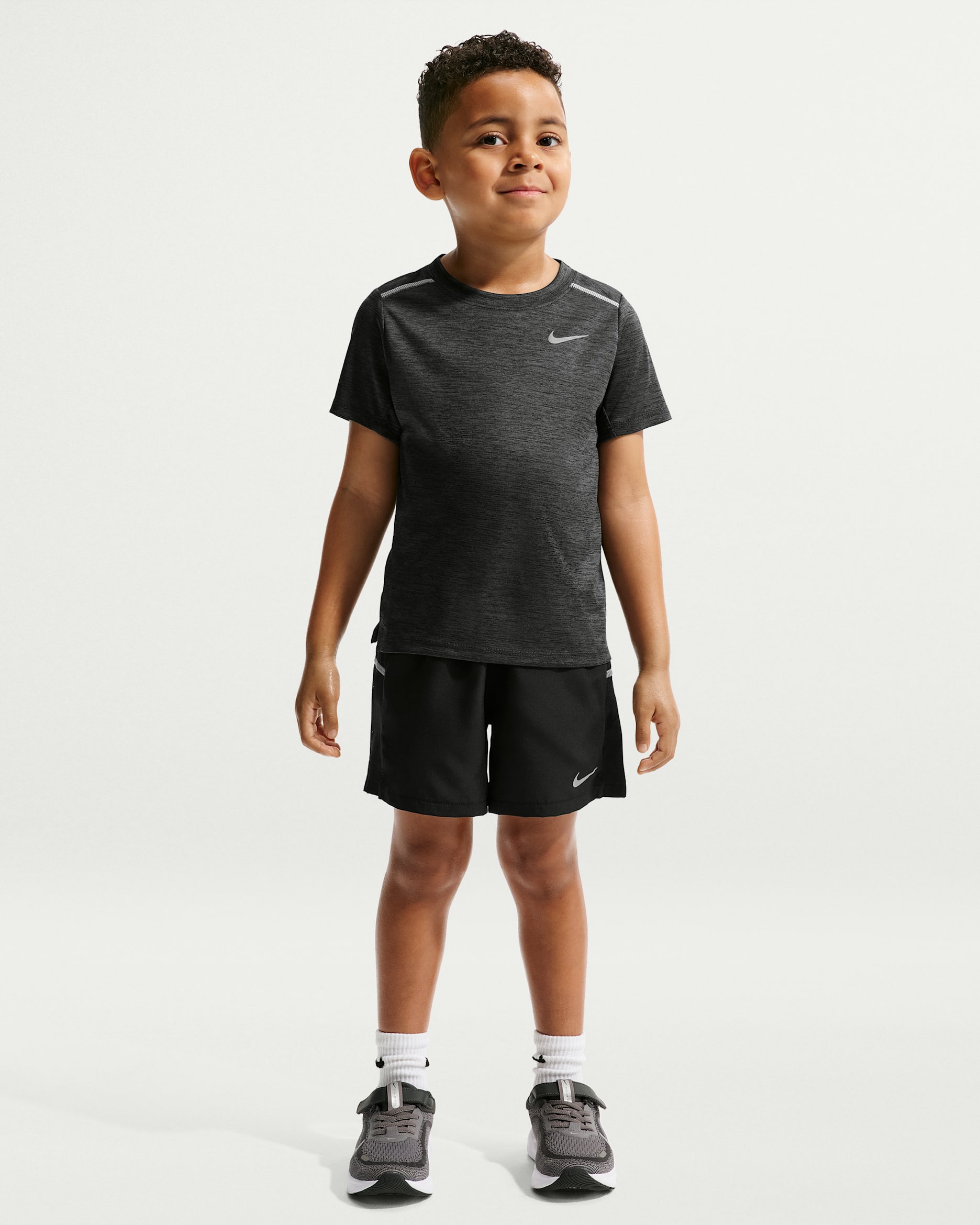 Nike Younger Kids' Dri-FIT Miler Top and Shorts Set - Black