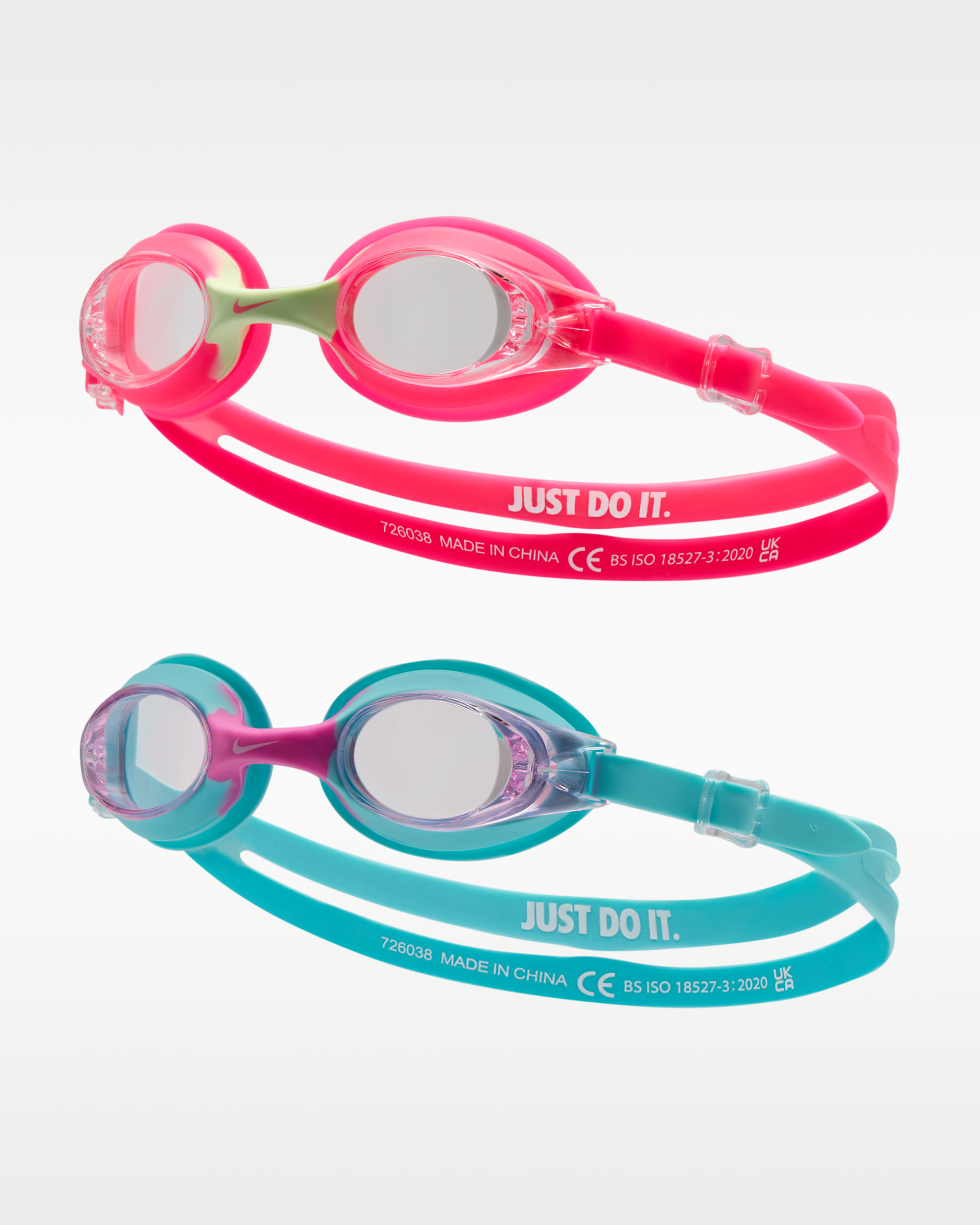 Goggles para niños talla pequeña (paquete de 2) Nike Swim Lil' Swoosh - Espuma rosa/Copa/Hiperrosa/Blanco