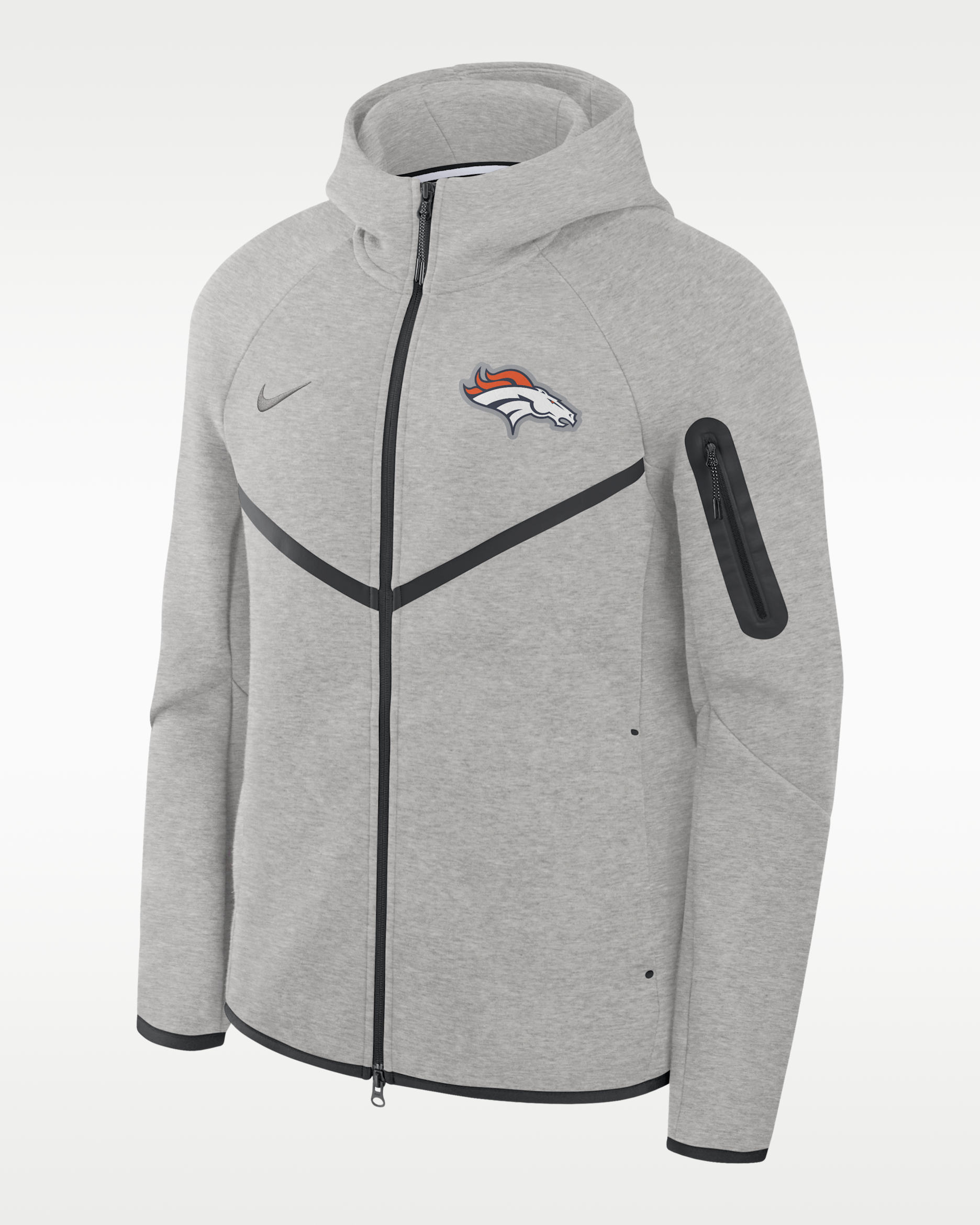 Denver Broncos Tech Fleece Windrunner Men's Nike NFL Full-Zip Hooded Jacket - Grey Heather/Black/Grey